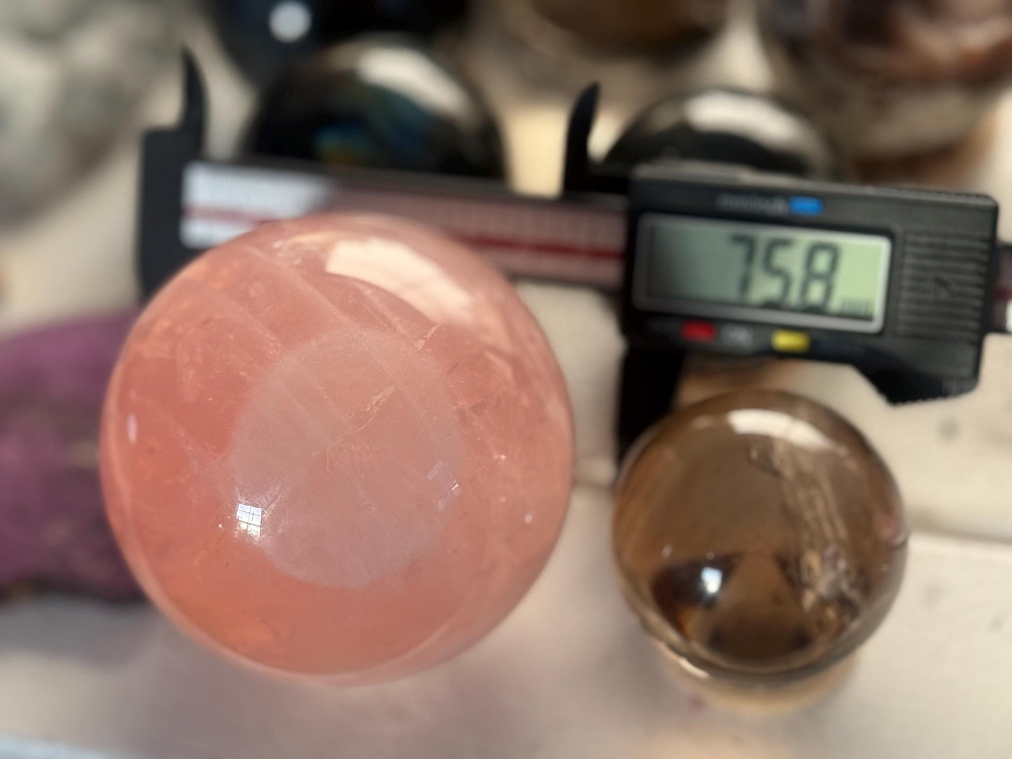 Star Rose Quartz Sphere, Star Flash Rose Quartz, Rose Quartz, 75 mm