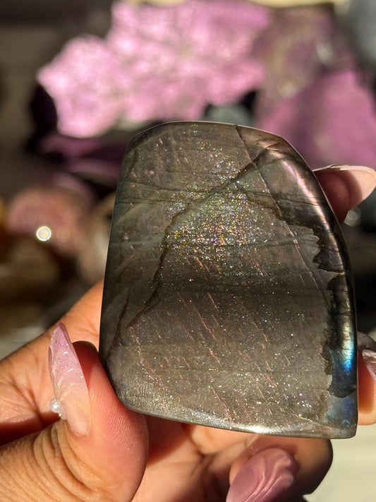 Purple Labradorite Free Form, Sunset Flash, Purple Labradorite, Protection Crystal,