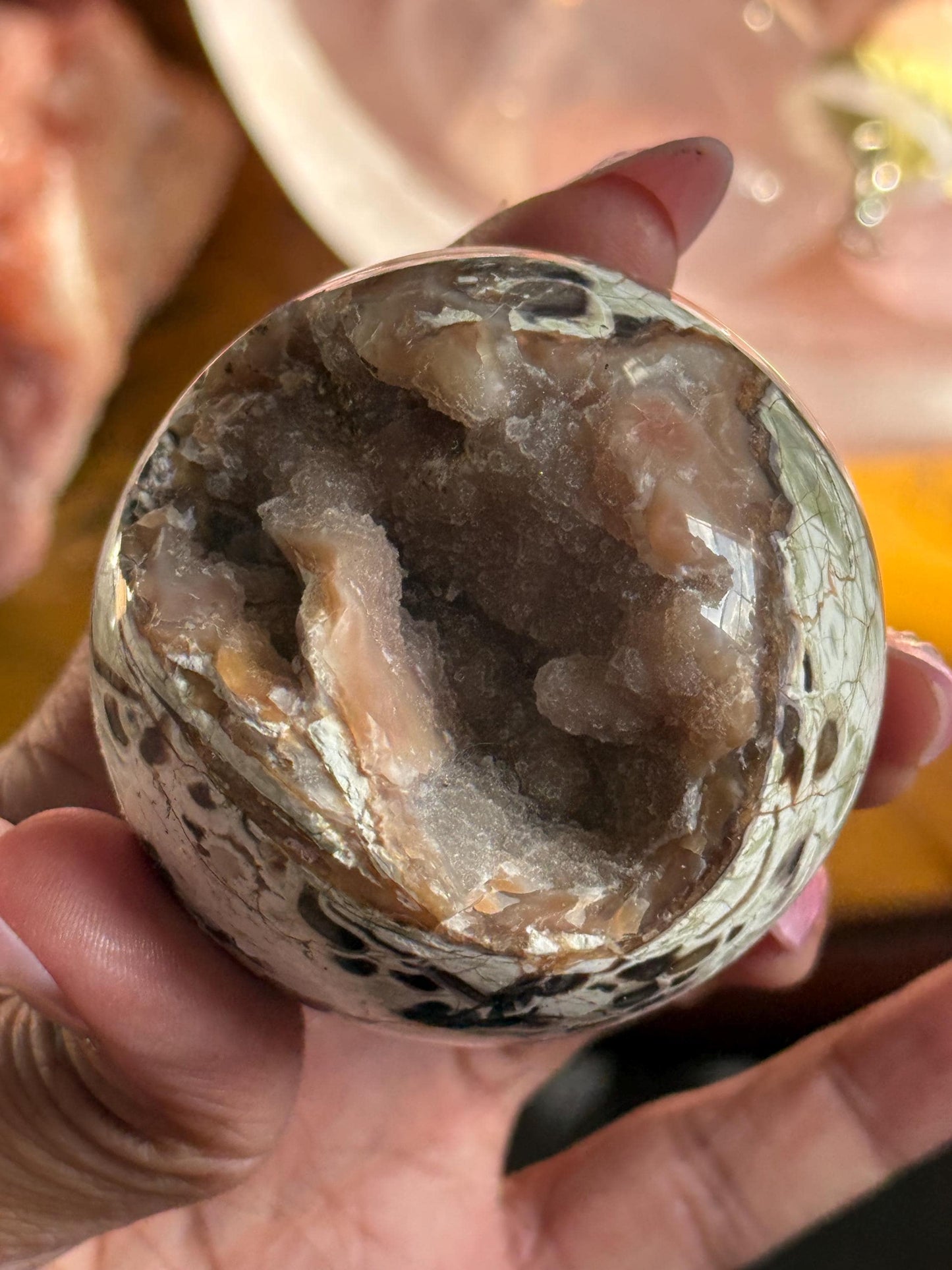 Druzy Pink Money Agate, Money Agate Sphere, Indonesian agate, Healing Crystals