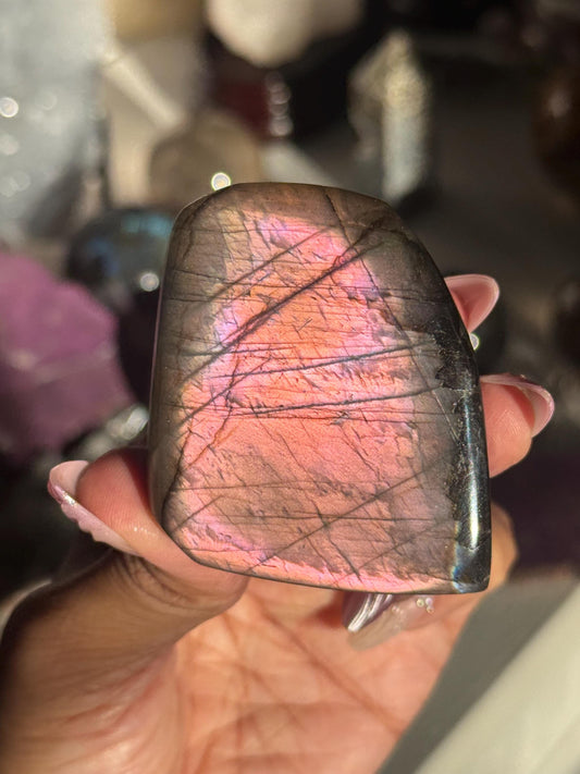 Purple Labradorite Free Form, Sunset Flash, Purple Labradorite, Protection Crystal,