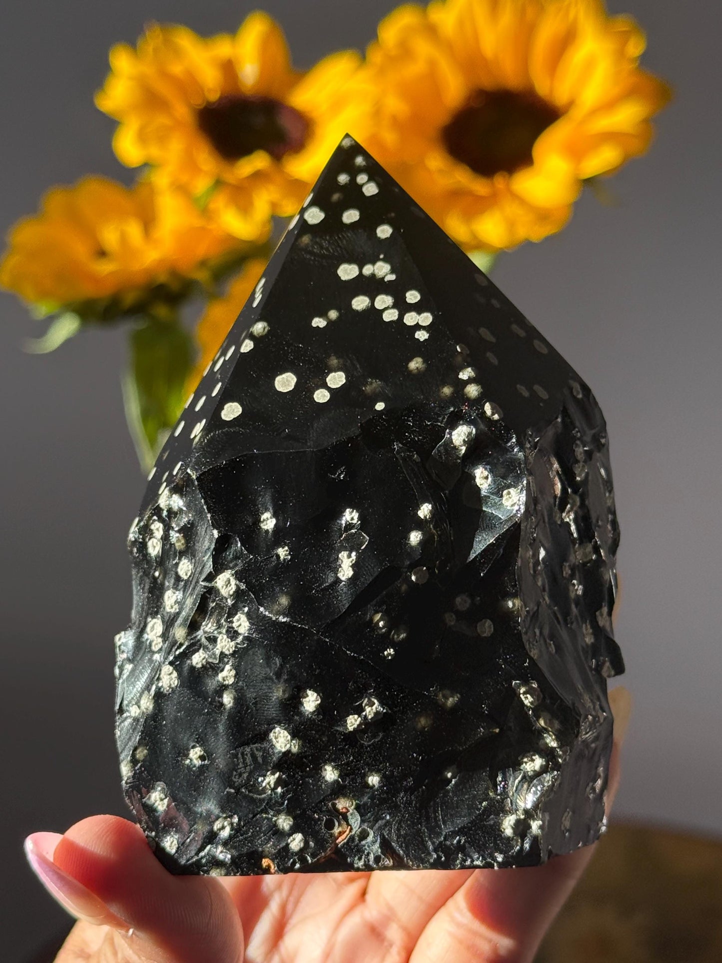 Stardust Obsidian Free Form, Obsidian Semi Polished Point, Rare Obsidian From Jalisco Mexico,