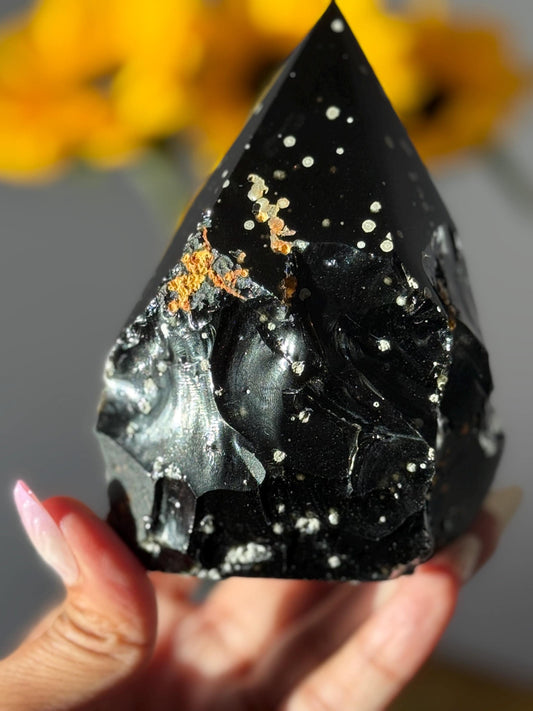 Stardust Obsidian Free Form from Jalisco, Mexico, Rare Obsidian Crystal, Obsidian