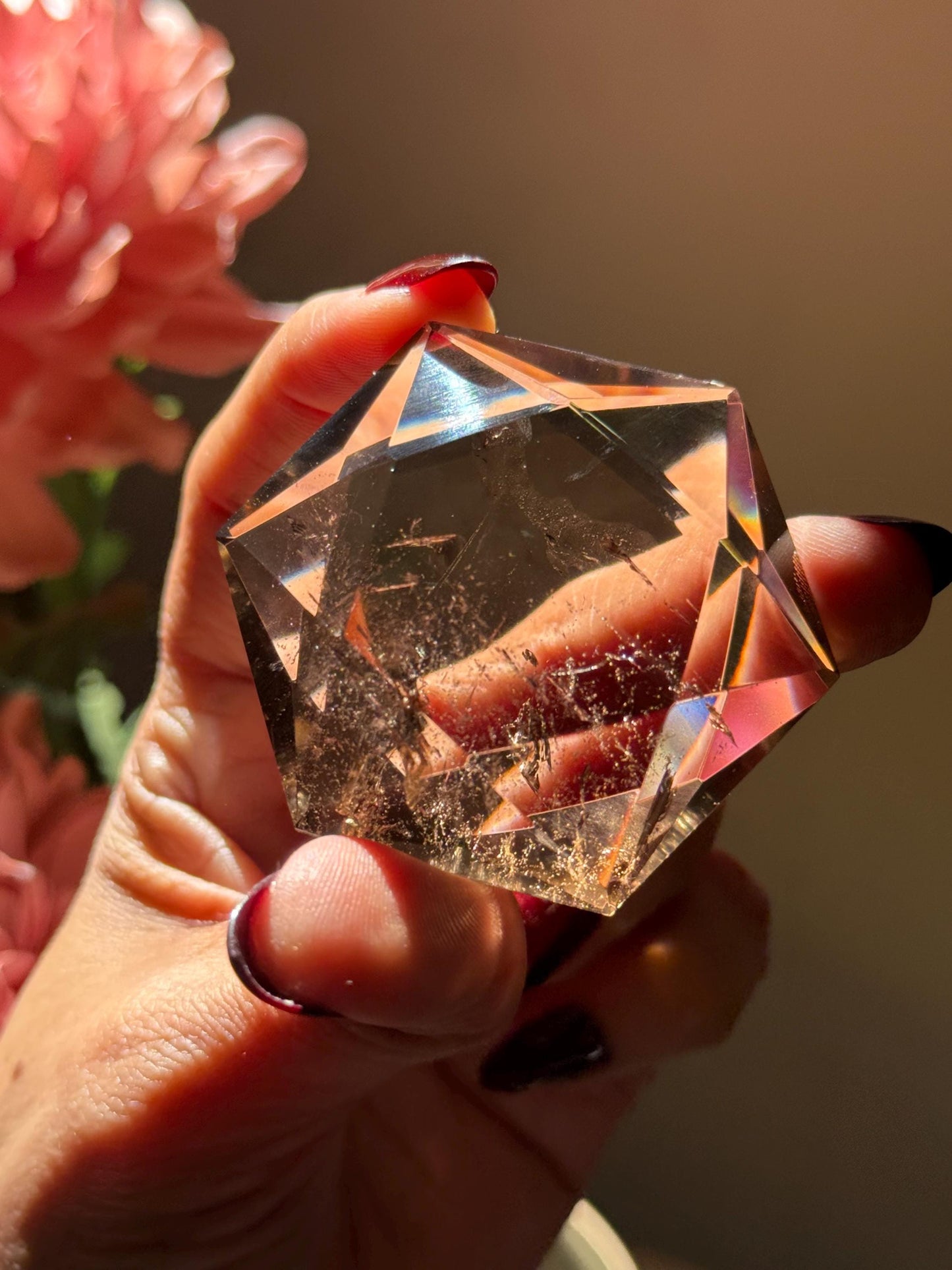 Crystal Hexagon Faceted Quartz, Star Of David Quartz, Faceted Smoky Quartz, Merkaba Quartz, Metaphysical Gifts, Crystal Gifts