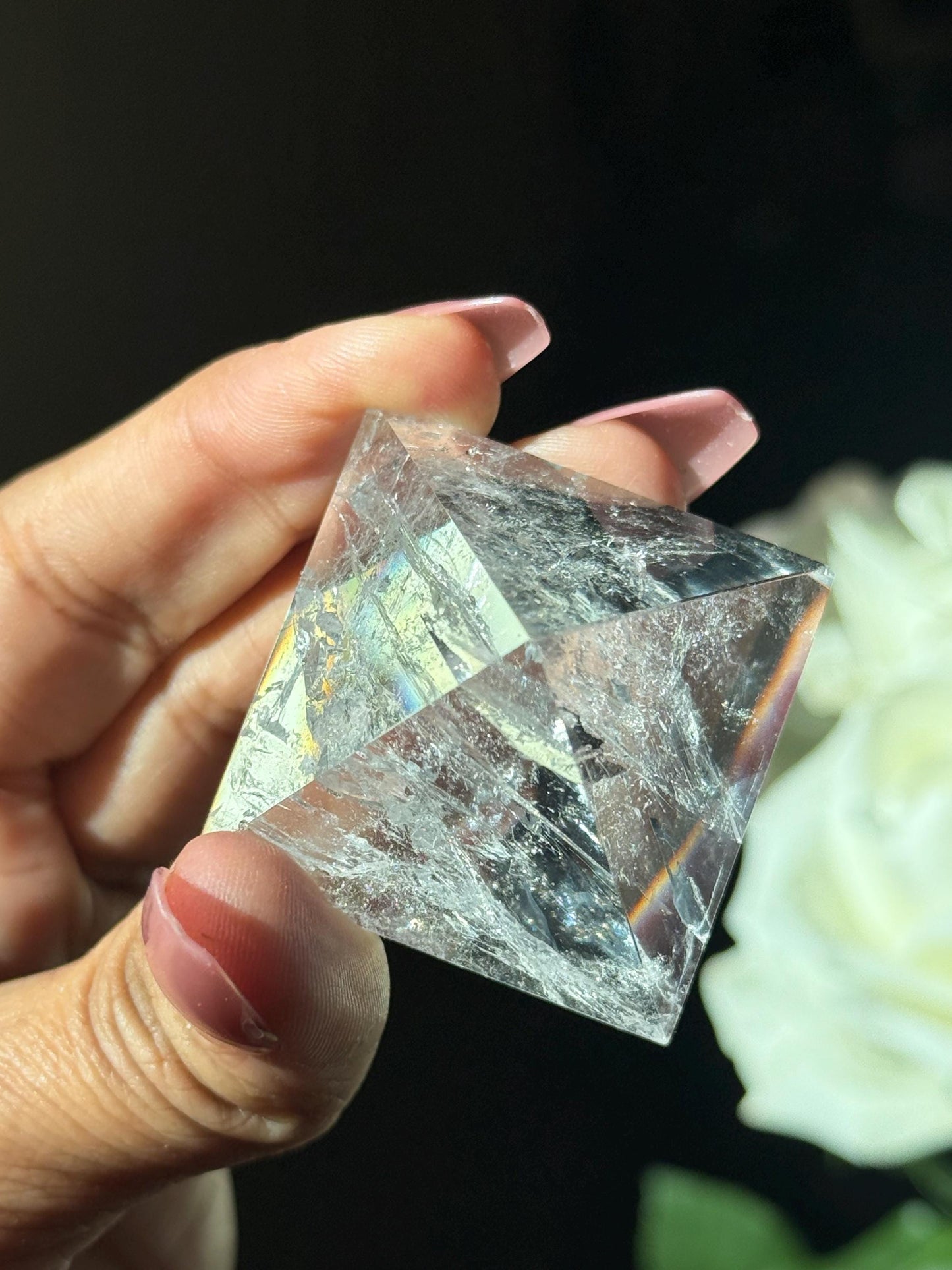 Natural Clear Quartz Pyramid, Rainbow Clear Quartz, Spiritual Home Decoration, Egyptian Pyramid Decoration, High Frequency Quartz, Pyramid