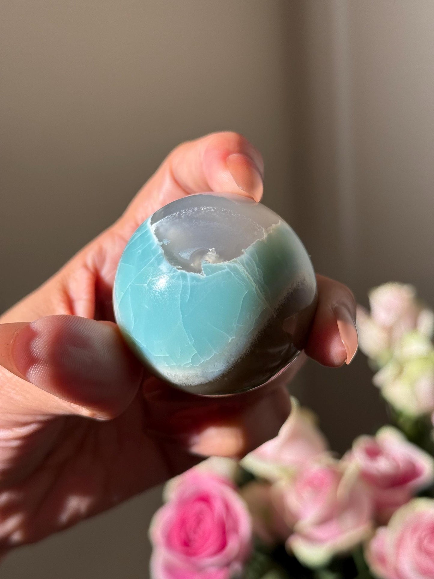 Green flower agate palm, Green Flower Agate,  Sakura Agate, Cherry Blossom Agate, Heart Crystals, Crystal Gifts, Metaphysical Gifts