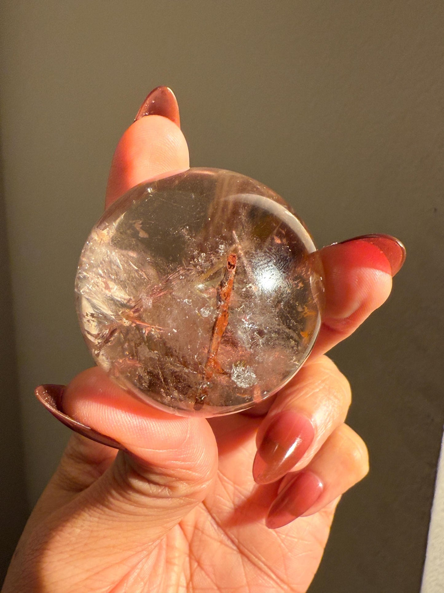Red Rutile Quartz, Copper Rutilated Quartz Sphere, Copper Rutile, Rutilated Quartz, Crystals, Crystal Gifts, Unique Gift Idea,