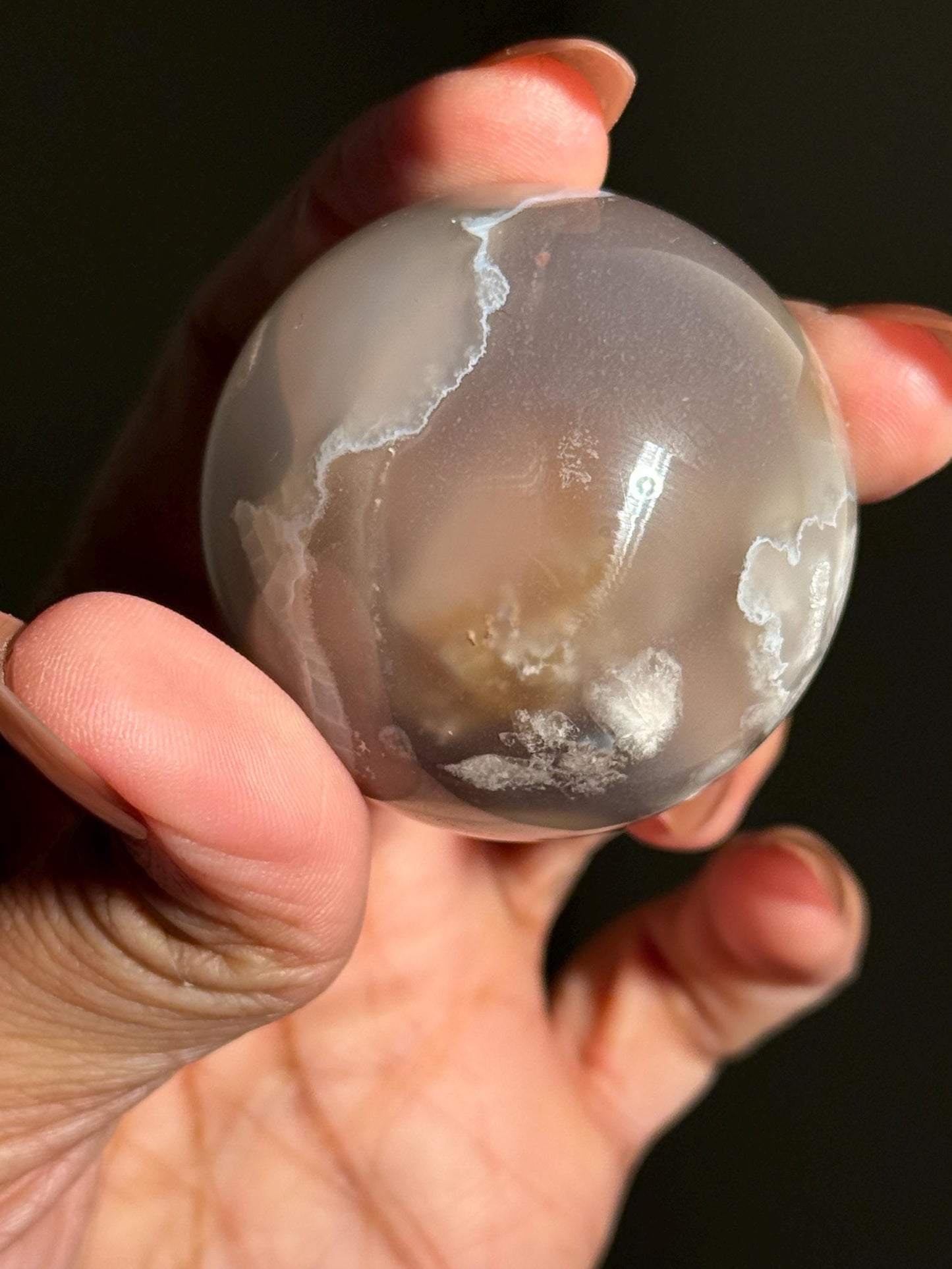 Green Flower Agate, Green Flower Agate Sphere, Sakura Agate, Cherry Blossom Agate, Heart Crystals, Crystal Gifts, Metaphysical Gifts