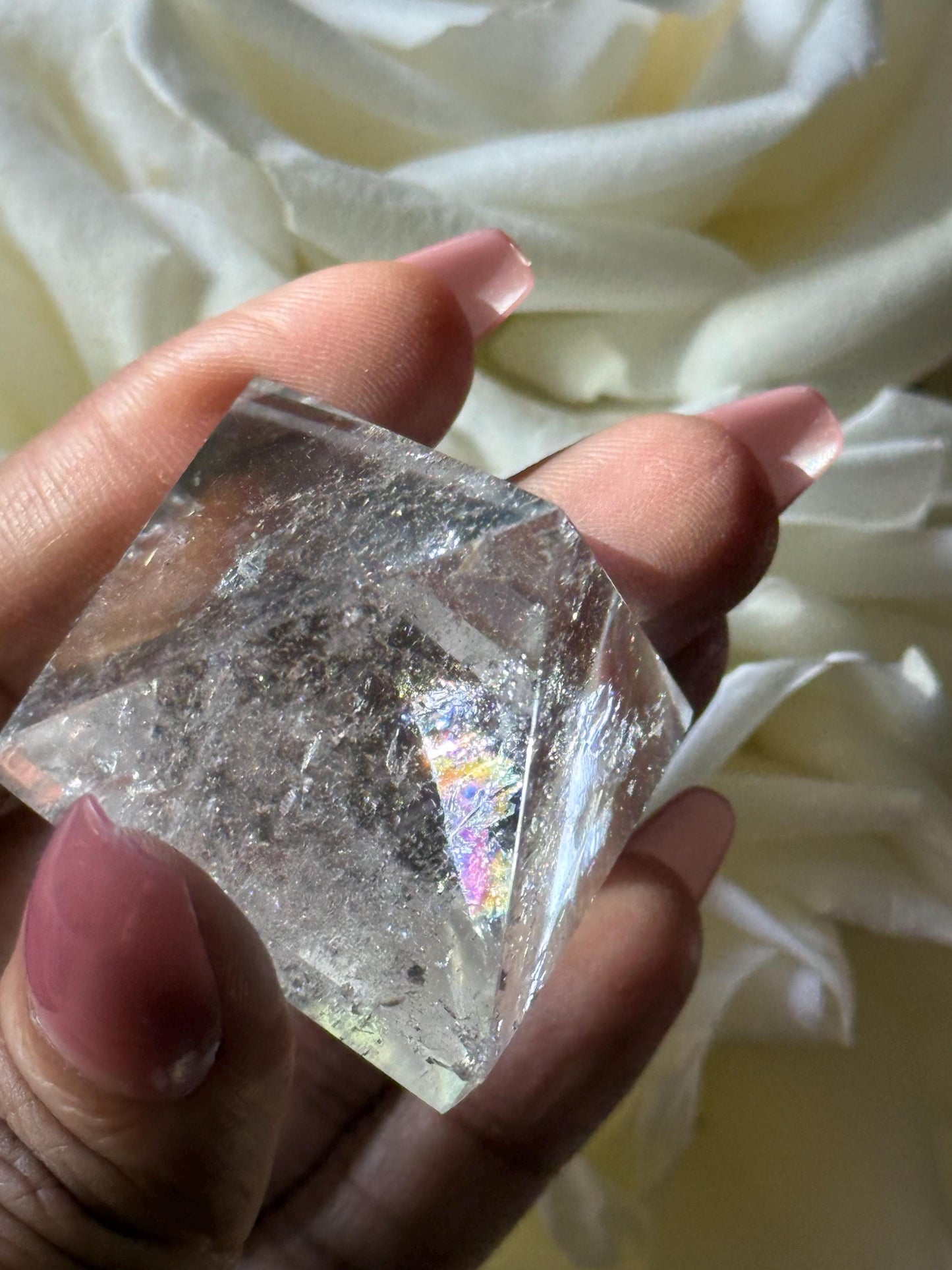 Small Natural Clear Quartz Pyramid, Rainbow Clear Quartz, Spiritual Home Decoration, Egyptian Pyramid Decoration, Small Pyramid