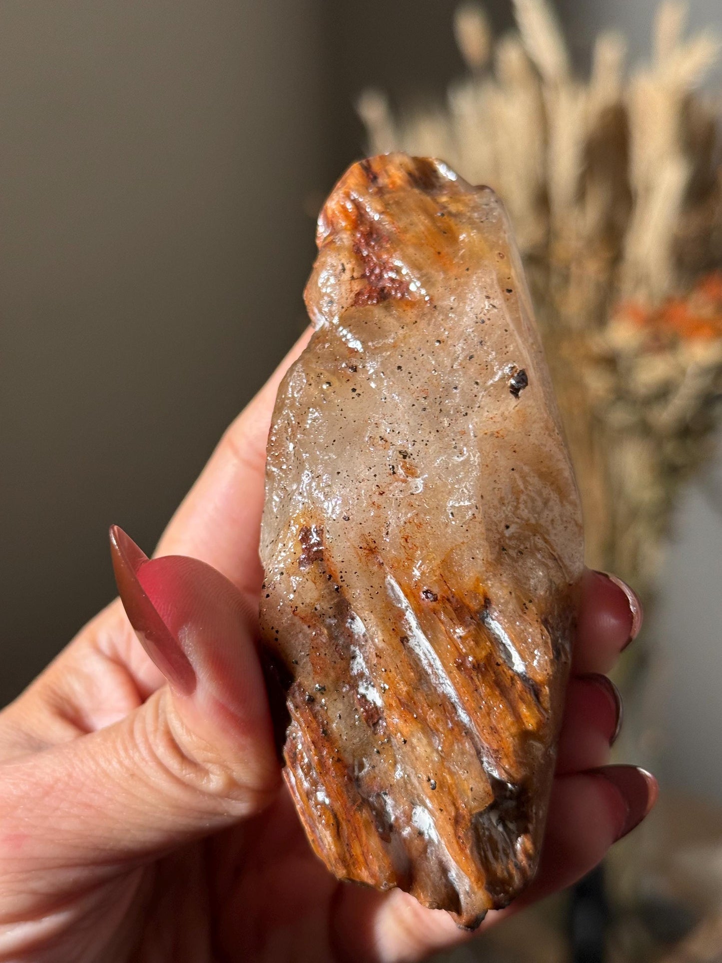 Rabbit Hair Quartz, Orange Rutilated Quartz, Amphibole Quartz, Rutilated Quartz, Amphiboles, Rough Polished Amphibole, Crystal Gifts, SMALL