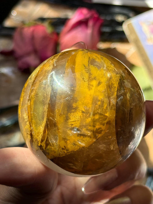 Dendritic Quartz Sphere, Girasol Quartz With Dendrites, Dendritic, Giralsol sphere Healing Crystals, Crystals, Metaphysical Crystals