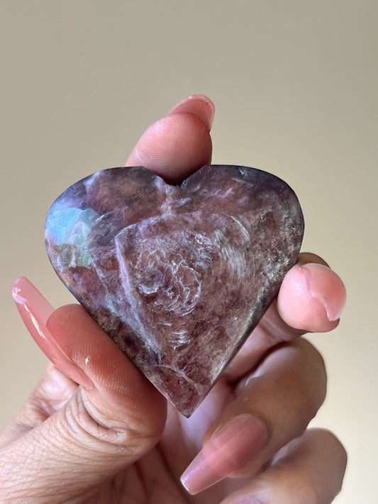 Flashy Purple Mica Heart, Lepidolite Heart, Crystal hearts, Gem Lepidolite, Mica Palm stone, Crystal Jewelry, Crystal Gifts, Small
