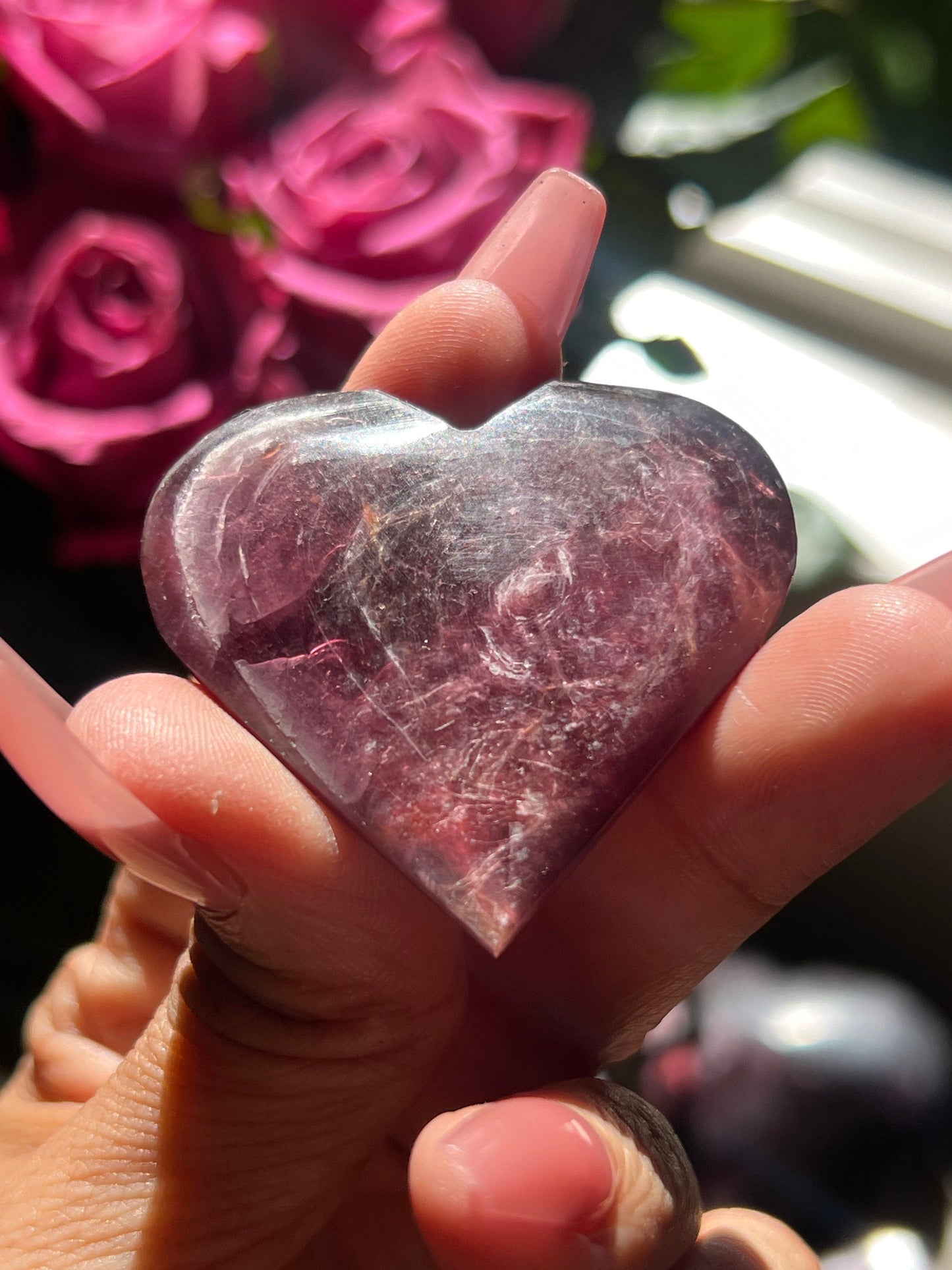 Flashy Purple Mica Heart, Lepidolite Heart, Crystal hearts, Gem Lepidolite, Mica Palm stone, Crystal Jewelry, Crystal Gifts, Small