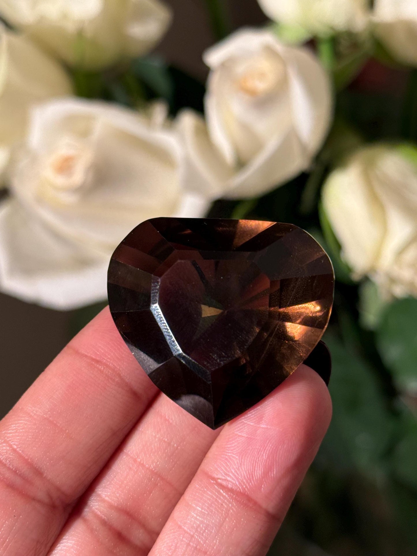 Faceted Smoky Quartz Heart, Smoky Quartz Heart, Highest Quality Quartz, Faceted Crystals, Faceted Smoky Quartz, Crystal Gifts,