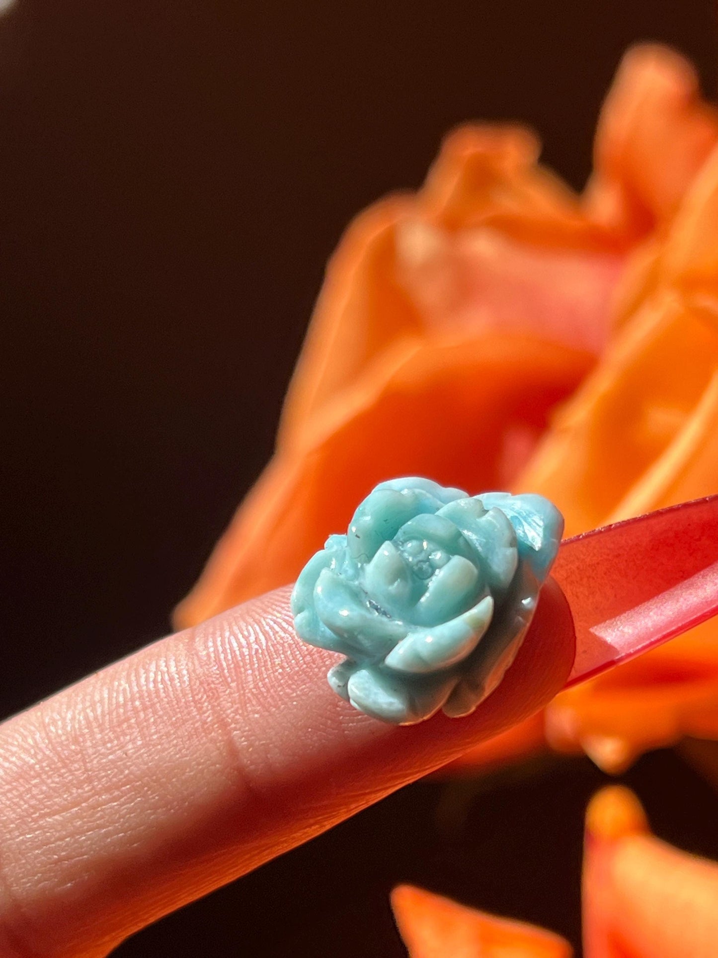 Small Larimar Flower, Larimar Charm, Larimar Flower, Larimar Cab, Larimar stone cabs, Crystal Gifts, Spiritual Gifts, Crystal Jewelry,