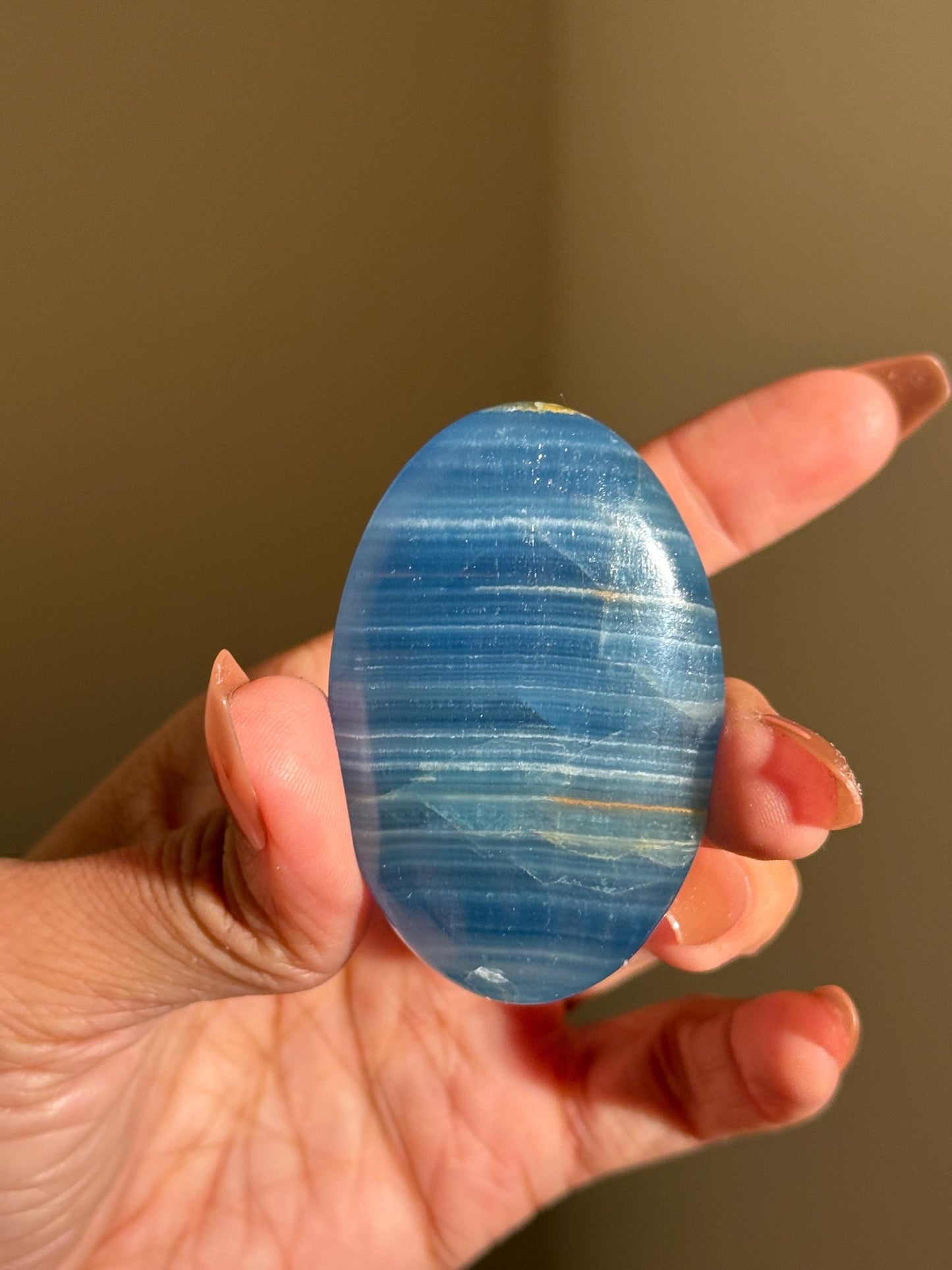 Blue Onyx Palmstone, Lemurian Aquatine, Crystal, Aquarine Palmstone, Metaphysical Gifts, Valentines day Gift, Crystal Gifts, MINI