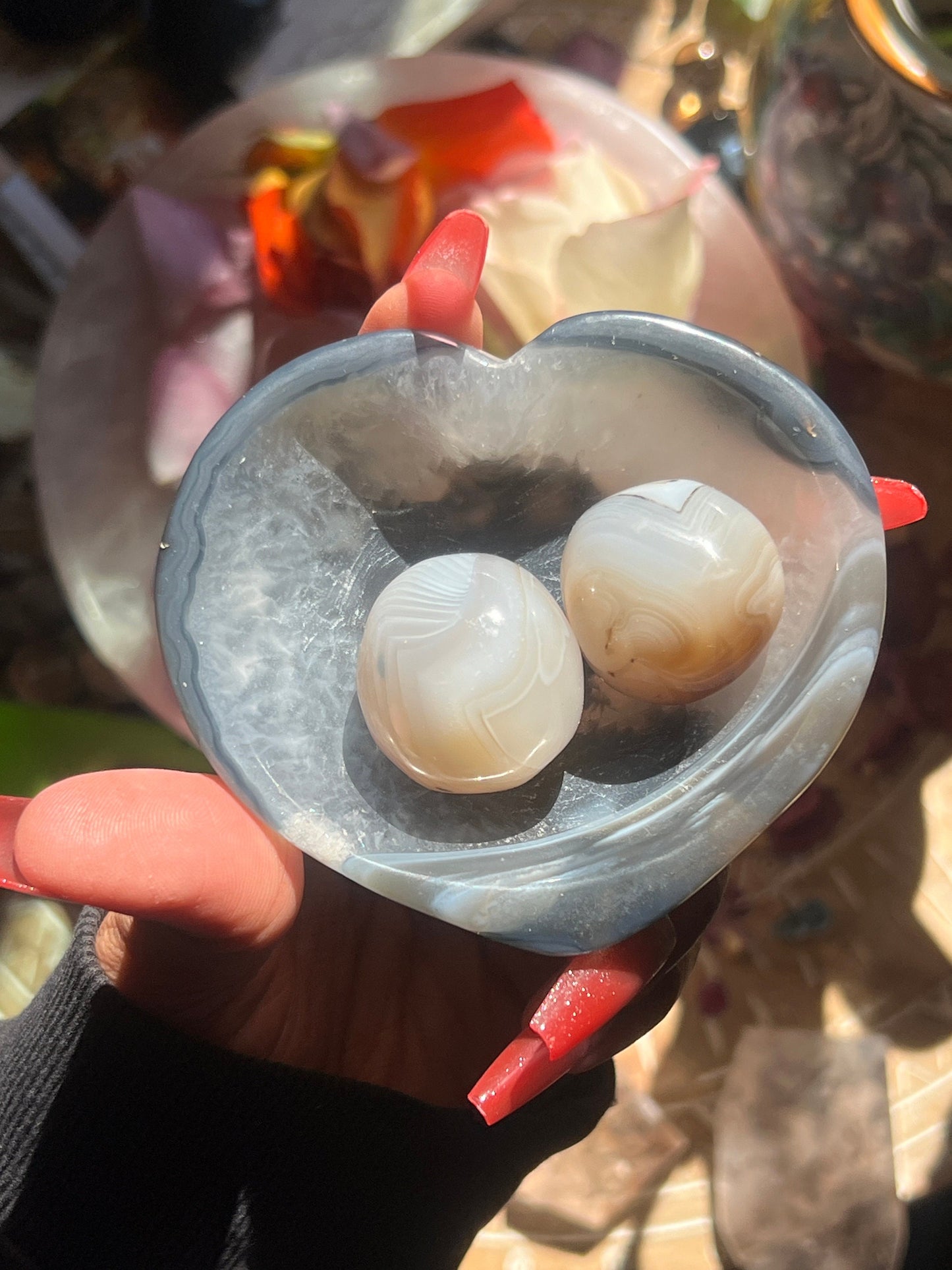 Mini Crystal Bowl Set, Oraca Agate, Blue Agate Bowl, Altar Bowl, Altar Gifts, Crystal Gifts, Spiritual Gifts, Crystal Lot, Crystal Bowls