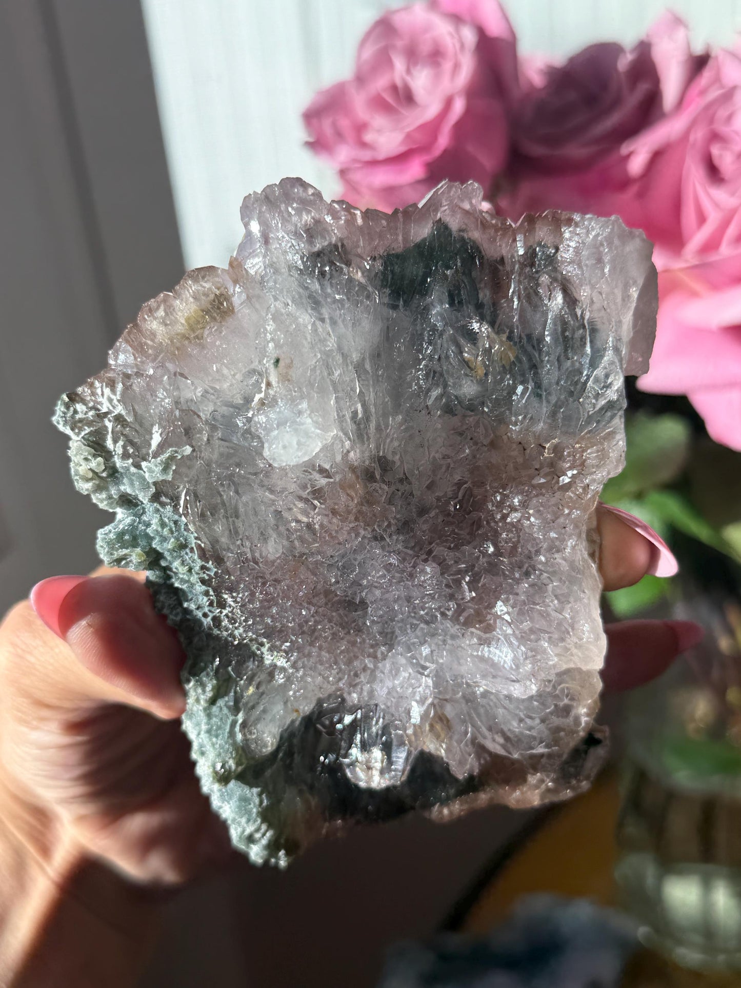 Flower Amethyst Zeolight, Amethyst Geode Cluster, Natural Raw Ameythst, Amethyst Flower, Zeolight Raw Crystal Mineral, Crystal Gifts, Fossil