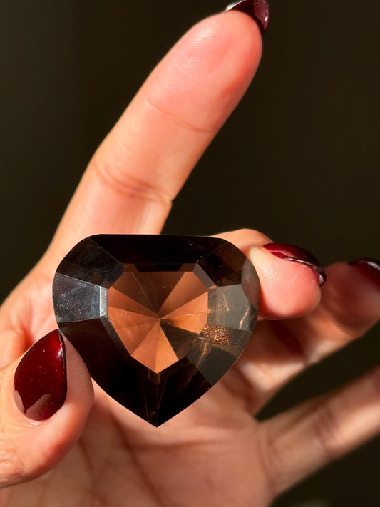 Faceted Smoky Quartz Heart, Smoky Quartz Heart, Highest Quality Quartz, Faceted Crystals, Faceted Smoky Quartz, Crystal Gifts,