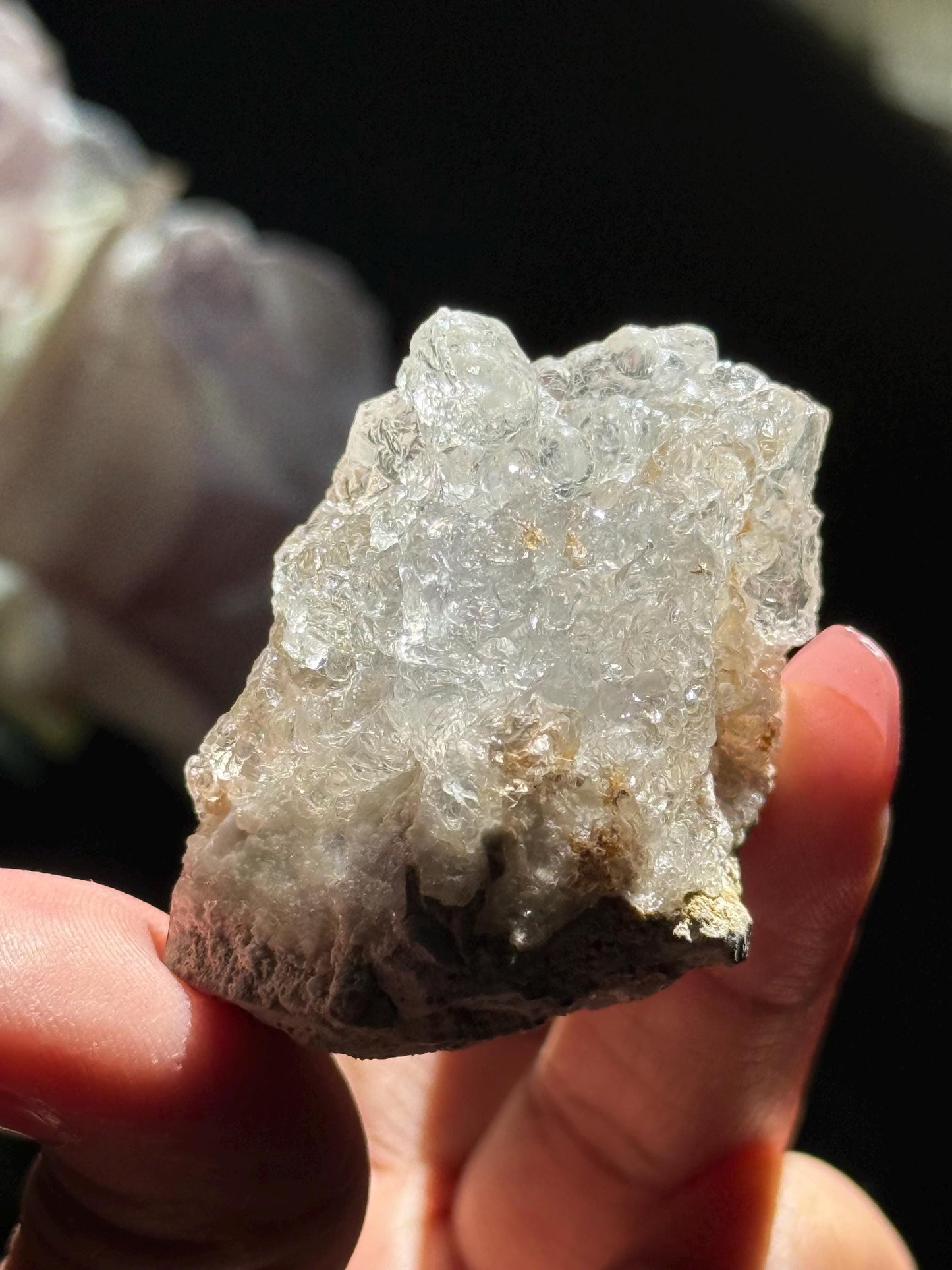 Hyalite Opal With Pyrite on Matrix, UV Reactive Hyalite, Hyalite, Glassy Hyalite, Fossils and Rocks, Raw Crystal Specimen, Crystal Gifts,