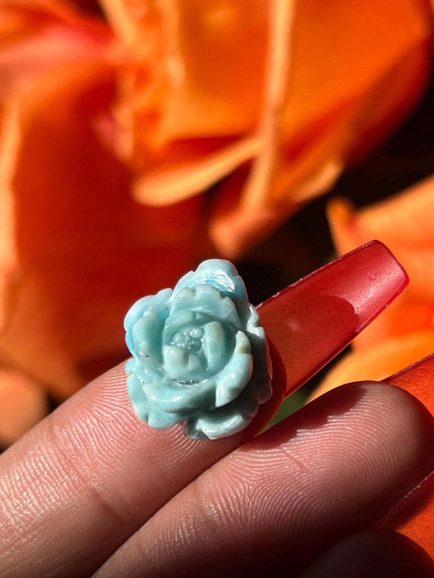 Small Larimar Flower, Larimar Charm, Larimar Flower, Larimar Cab, Larimar stone cabs, Crystal Gifts, Spiritual Gifts, Crystal Jewelry,