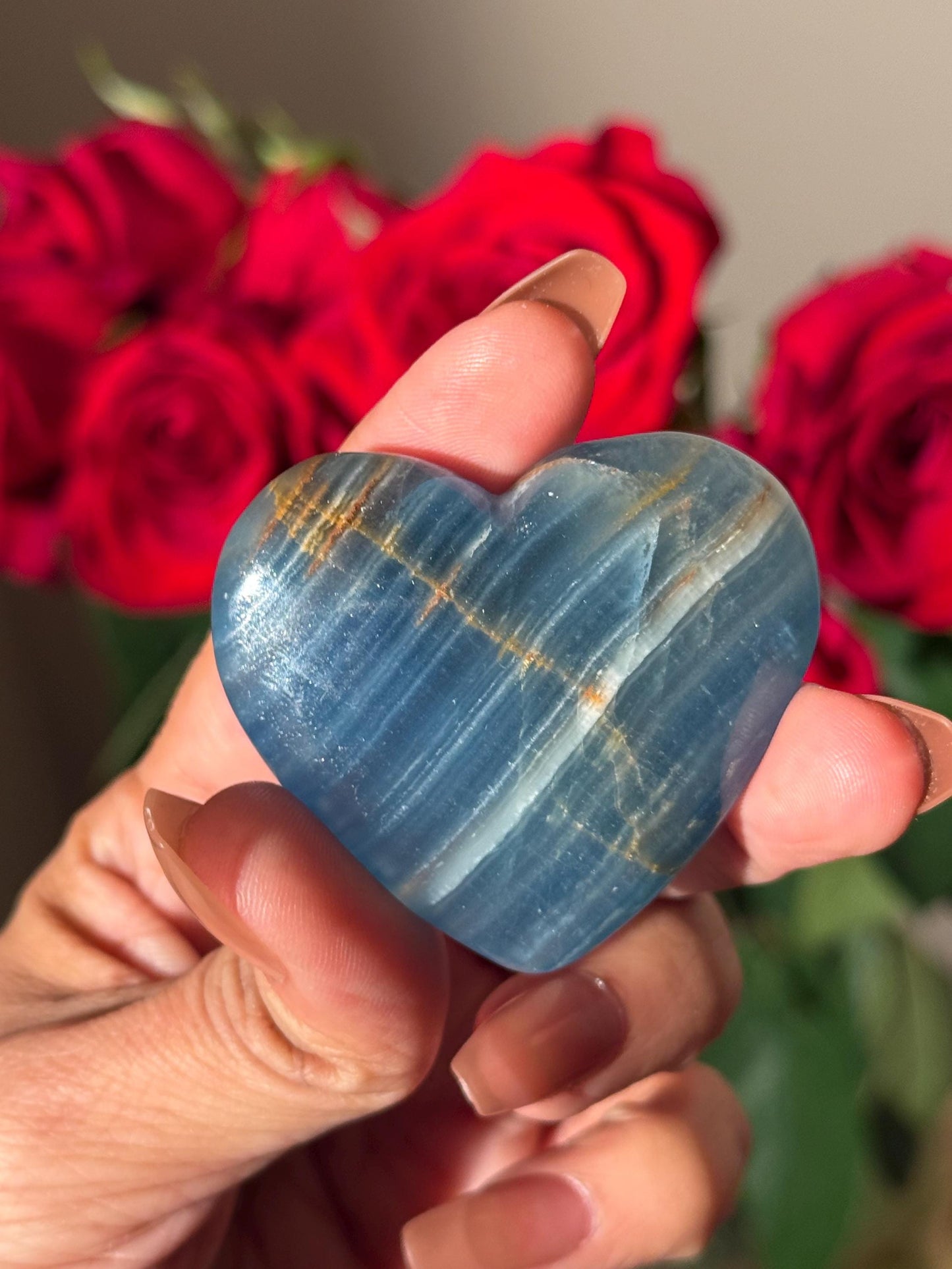 Blue Onyx Heart, BLUE ONYX, Lemurian Aquatine Heart, Crystal Gifts, Metaphysical Gifts, Valentines day Gift, Crystal Hearts, MINI
