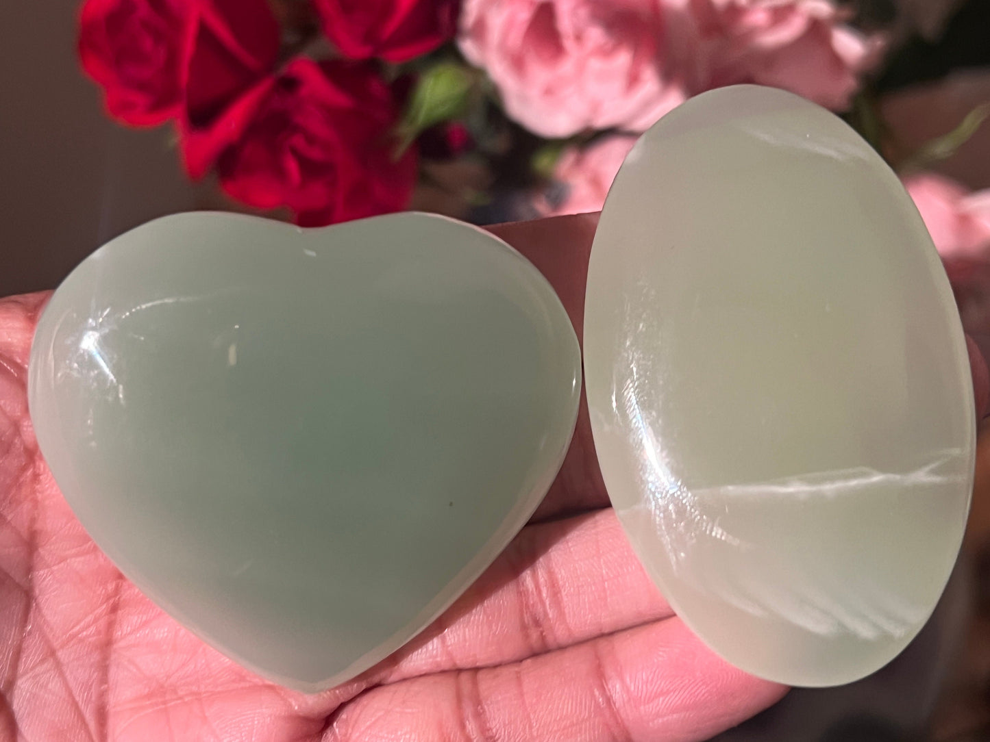 Pistachio Calcite Heart Set,  Green Calcite Crystals, UV reactive Calcite, High Quality Green Calcite, Pistachio Calcite, Crystal Wholesale