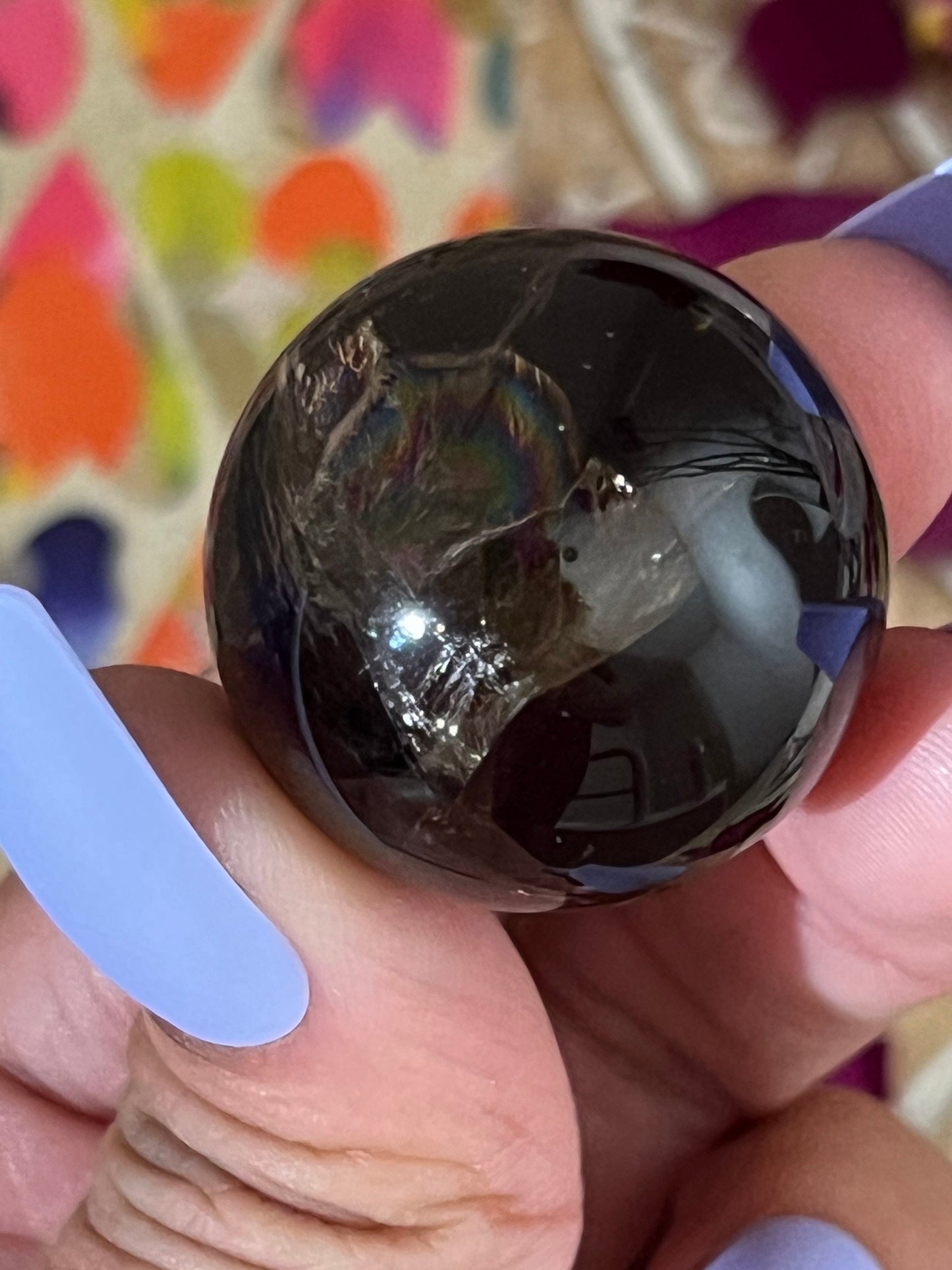 Small Smoky Quartz Sphere, Rainbow Smoky Quartz, crystal ball with crown holder,