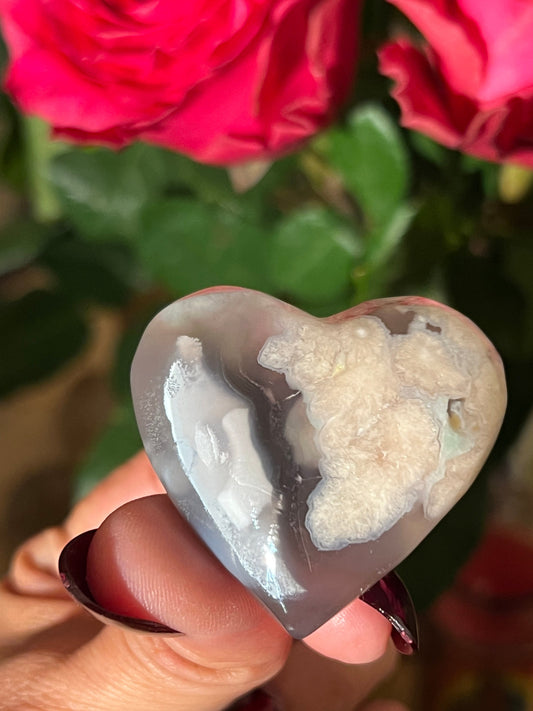 Green flower agate, Black Flower Agate Sphere, Rare Black Flower Agate, Cherry Blossom Agate, Sakura Agate