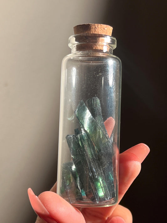 Bottle of Vivinite, Vivianite from Brazil, Raw Specimen, Home Decor, Vivianite, Crystal Gifts,