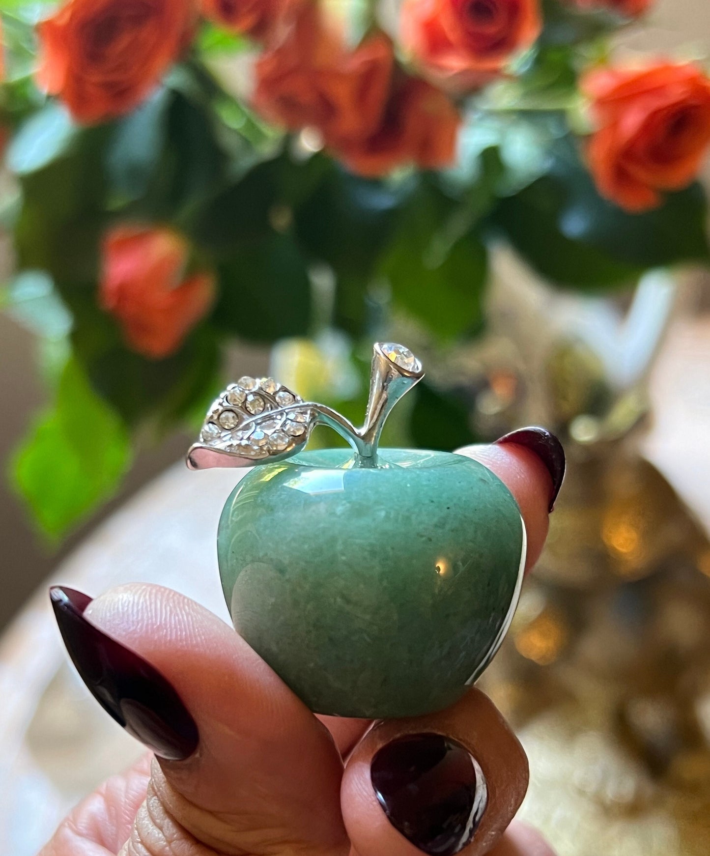 Cute Aventurine Apple, Aventurine Crystal Carving, Crystal Gifts, Teacher Gifts, Aventurine Apple, Crystal Apples,