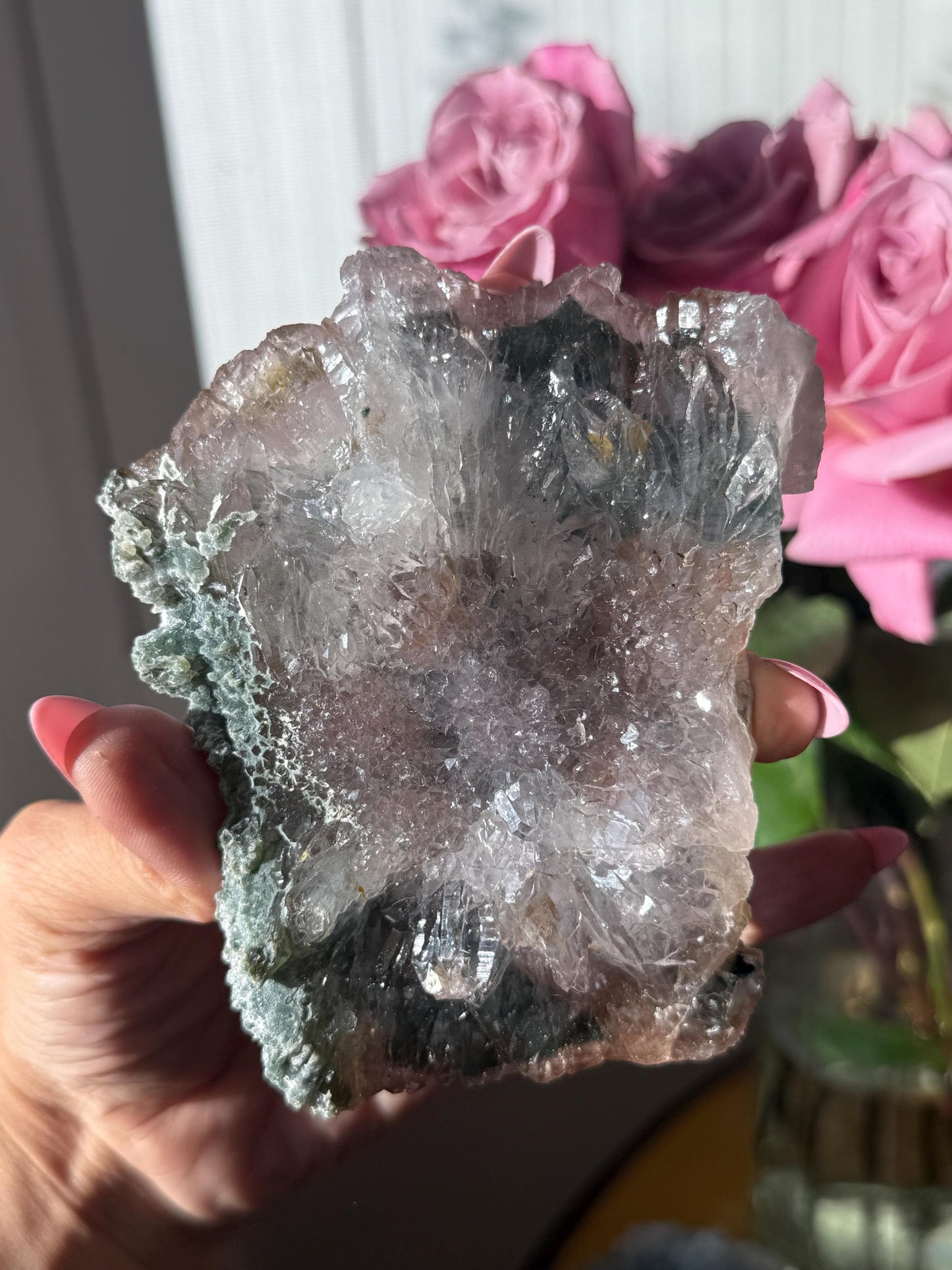 Flower Amethyst Zeolight, Amethyst Geode Cluster, Natural Raw Ameythst, Amethyst Flower, Zeolight Raw Crystal Mineral, Crystal Gifts, Fossil