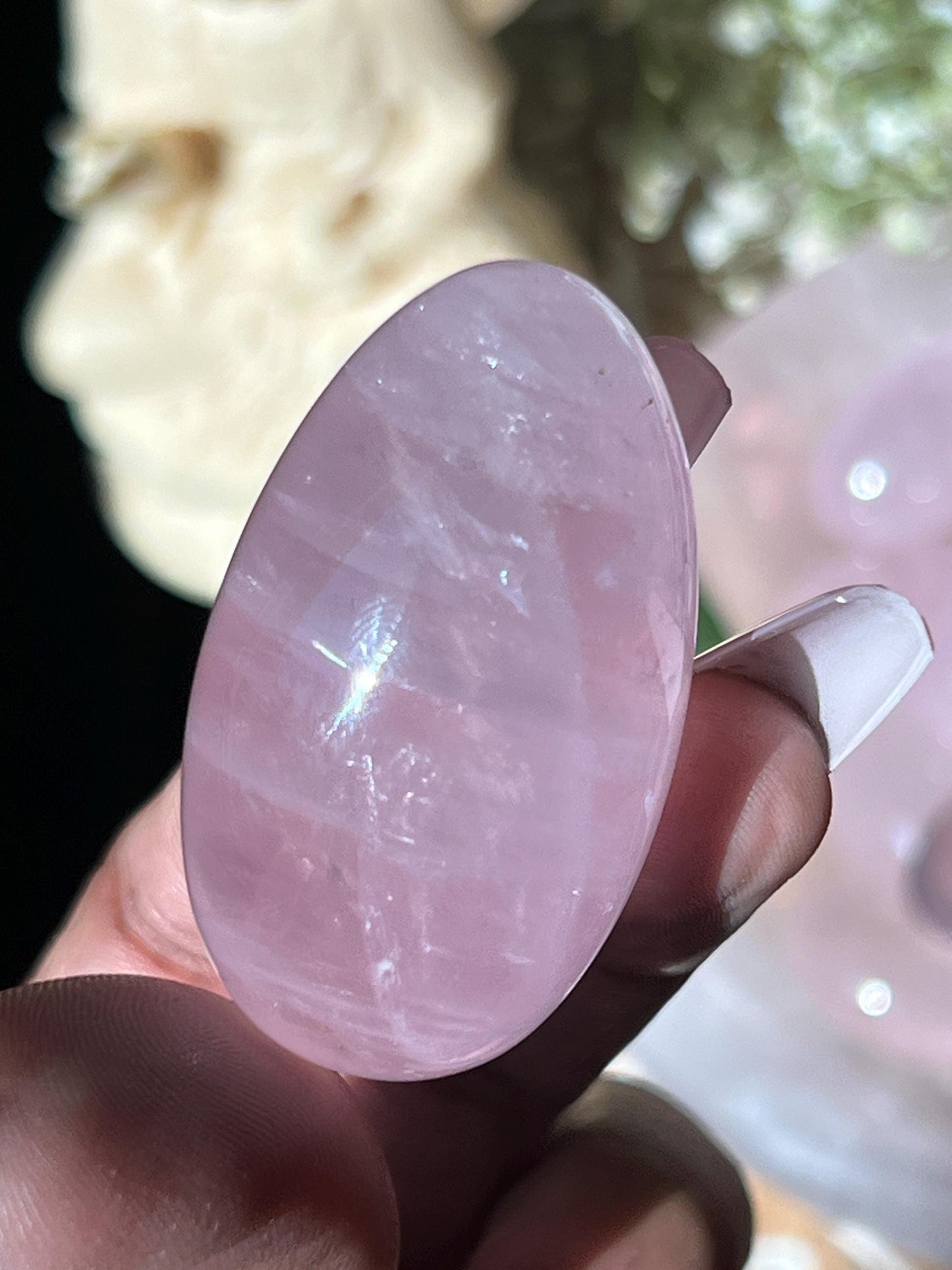 Star Rose Quartz Lingam, Shiva Lingam, Crystal Shiva Lingam, Rose Quartz Tumble