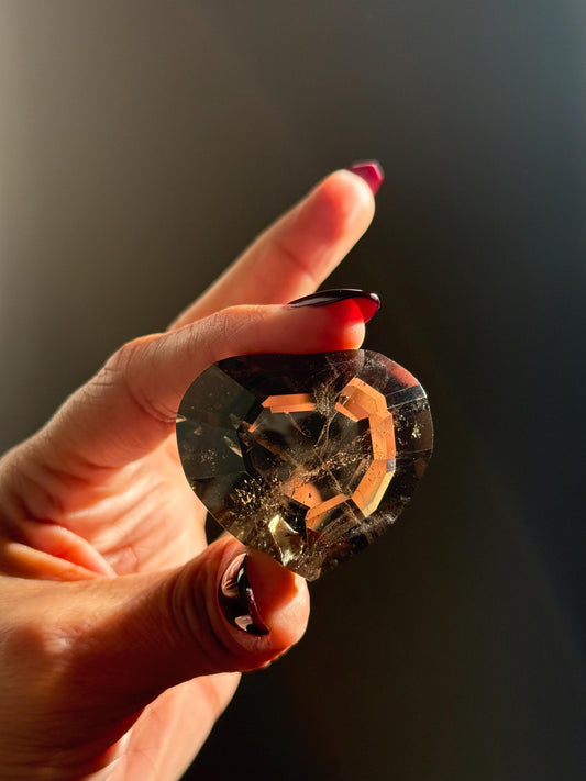 Faceted Smoky Quartz Heart, Smoky Quartz Heart, Highest Quality Quartz, Faceted Crystals, Faceted Smoky Quartz, Crystal Gifts,