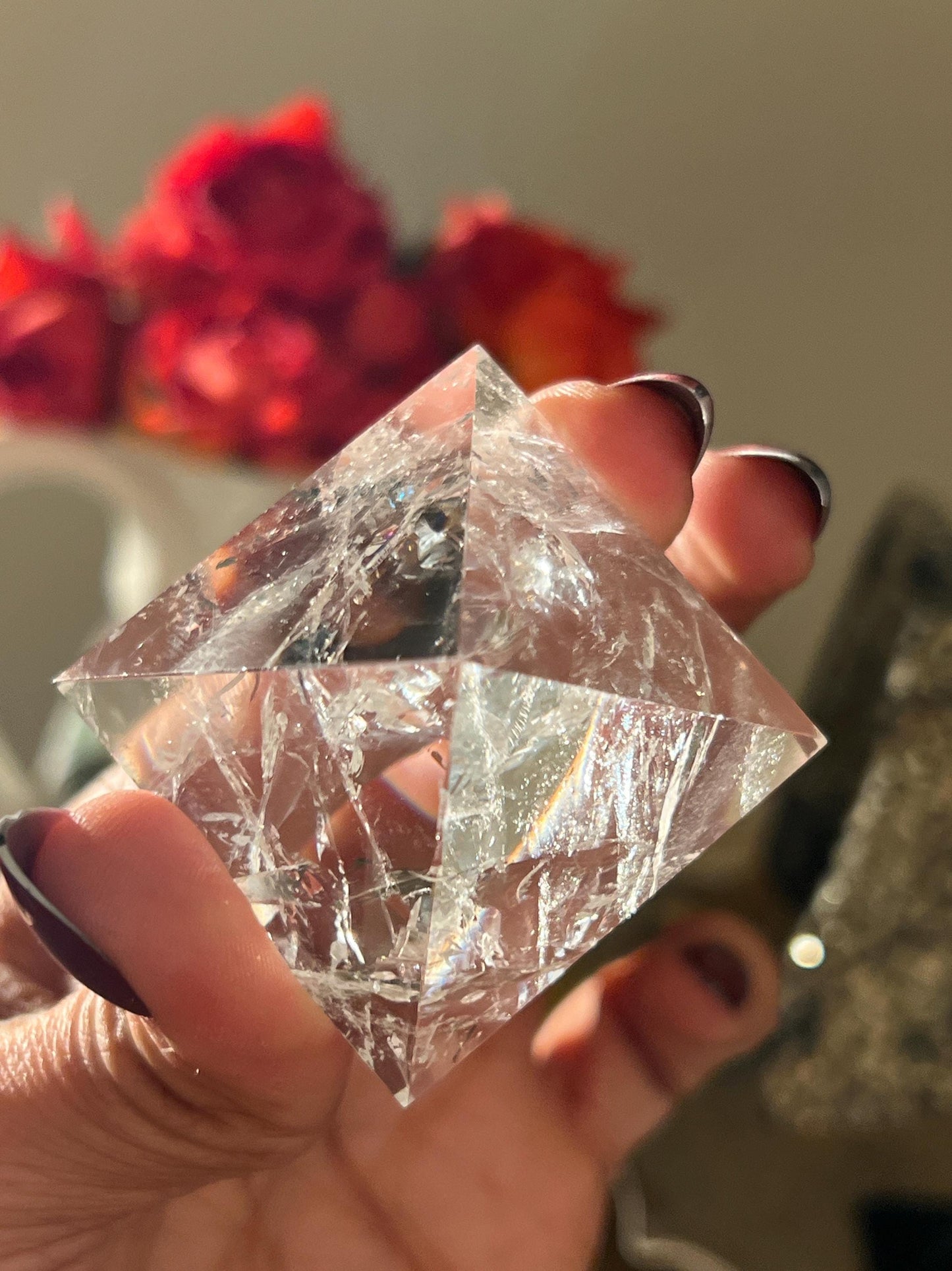 Natural Clear Quartz Pyramid With Chevron Patterns, Crystal Pyramid, Crystal Carvings, Clear Quartz, Spiritual Gifts, Crystal Gifts, Pyramid