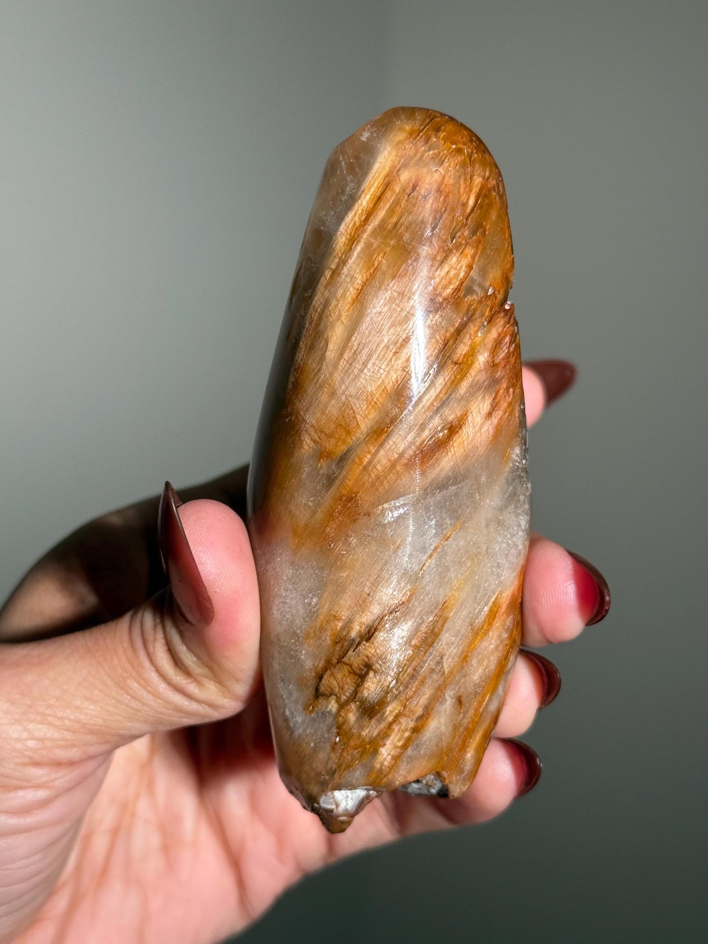 Rabbit Hair Quartz, Orange Rutilated Quartz, Amphibole Quartz, Rutilated Quartz, Amphiboles, Rough Polished Amphibole, Crystal Gifts, SMALL