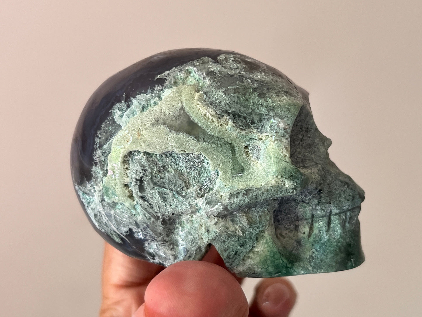 Moss Agate Skull, Druzy Moss Agate, Moss Agate Crystal, Crystal Gifts, Metaphysical Gifts, Witch Decoration, Crystal Skulls, SMALL