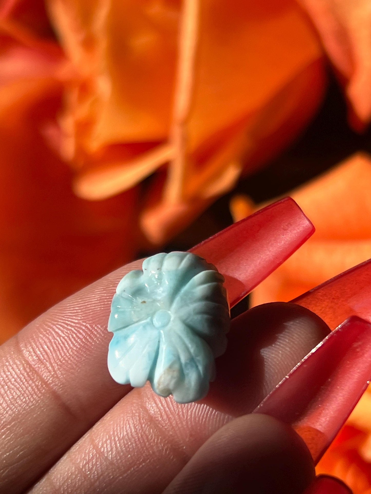 Small Larimar Flower, Larimar Charm, Larimar Flower, Larimar Cab, Larimar stone cabs, Crystal Gifts, Spiritual Gifts, Crystal Jewelry,