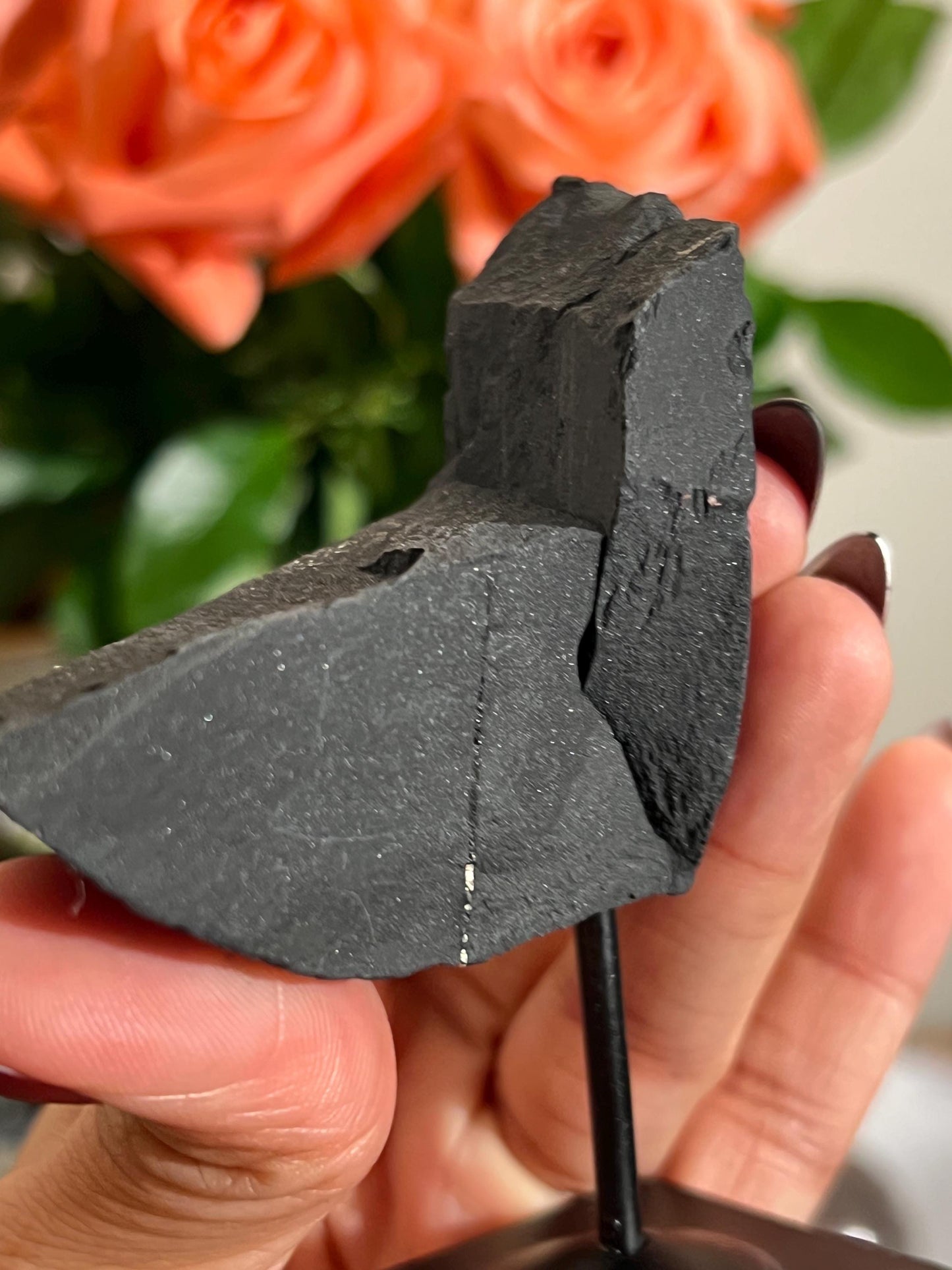 Shungite with Pyrite On Stand, Natural Shungite, Shungite with Pyrite, Raw Shungite, Crystal Gifts, Metaphysical Gifts, Spiritual Decor