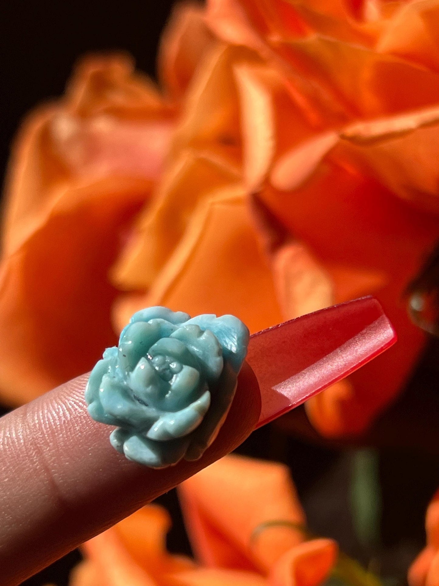Small Larimar Flower, Larimar Charm, Larimar Flower, Larimar Cab, Larimar stone cabs, Crystal Gifts, Spiritual Gifts, Crystal Jewelry,