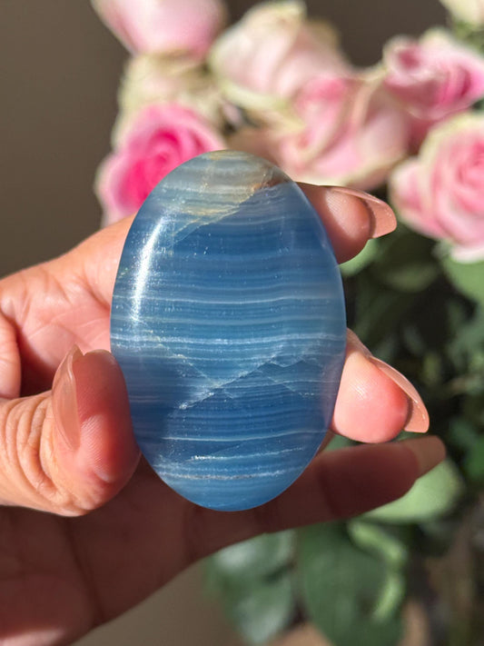 Blue Onyx Palmstone, Lemurian Aquatine, Crystal, Aquarine Palmstone, Metaphysical Gifts, Valentines day Gift, Crystal Gifts, MINI
