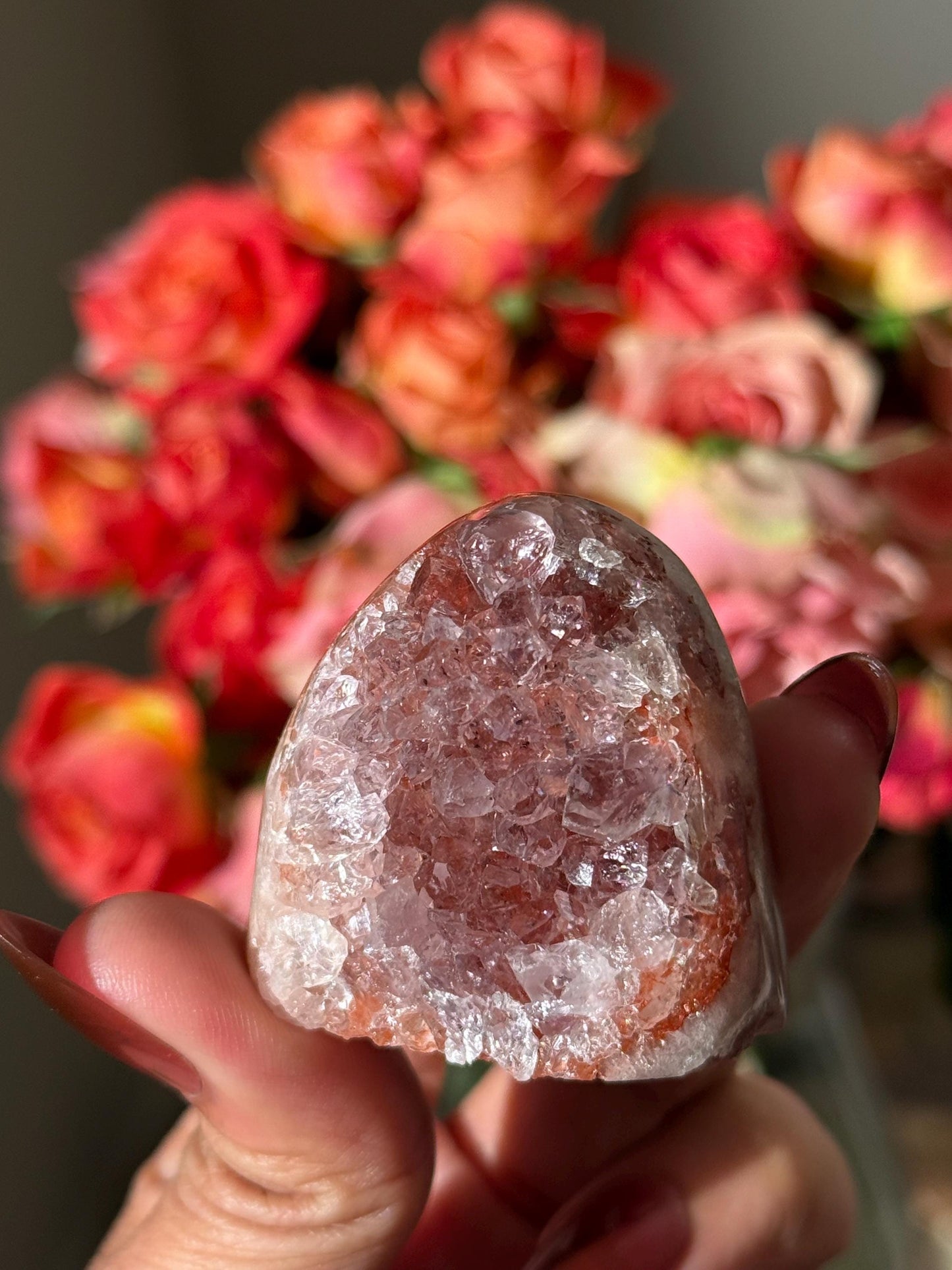 Mini Red Rainbow Amethyst, Galaxy Amethyst, Pink Amethyst, Amethyst Geode Cut base, Crystals, Crystal Gift, Crystal MINIS