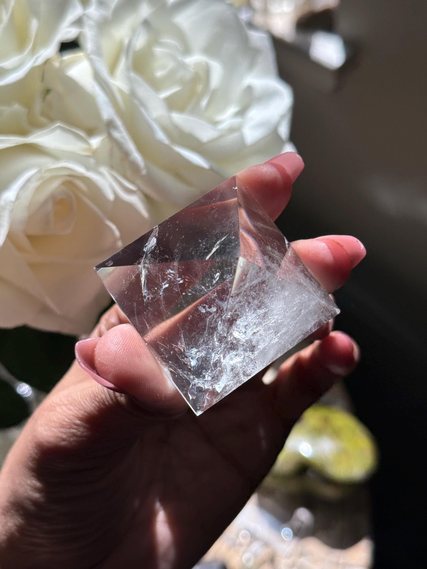 Natural Clear Quartz Pyramid, Rainbow Clear Quartz, Spiritual Home Decoration, Egyptian Pyramid Decoration, High Frequency Quartz, Pyramid