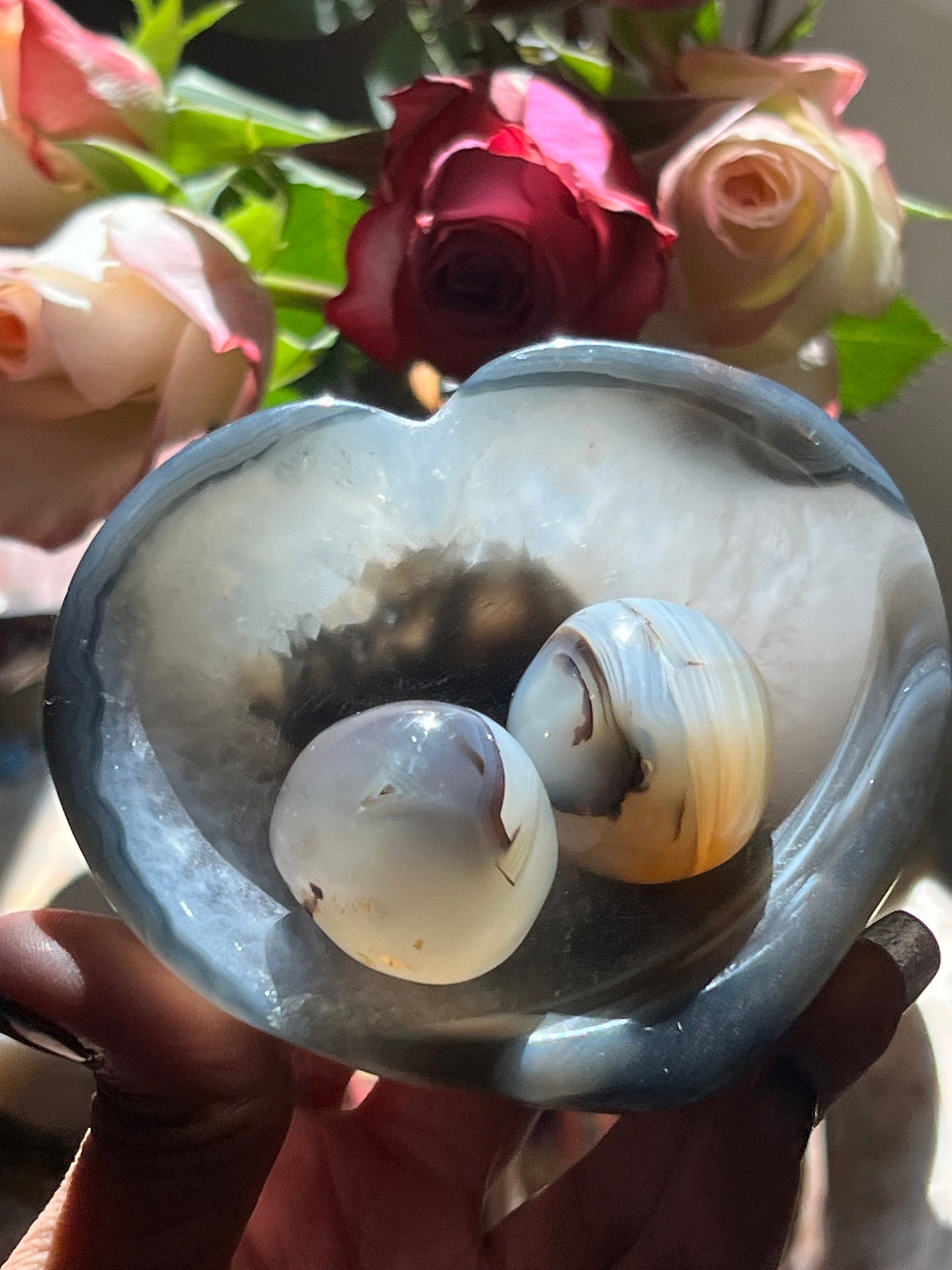 Mini Crystal Bowl Set, Oraca Agate, Blue Agate Bowl, Altar Bowl, Altar Gifts, Crystal Gifts, Spiritual Gifts, Crystal Lot, Crystal Bowls