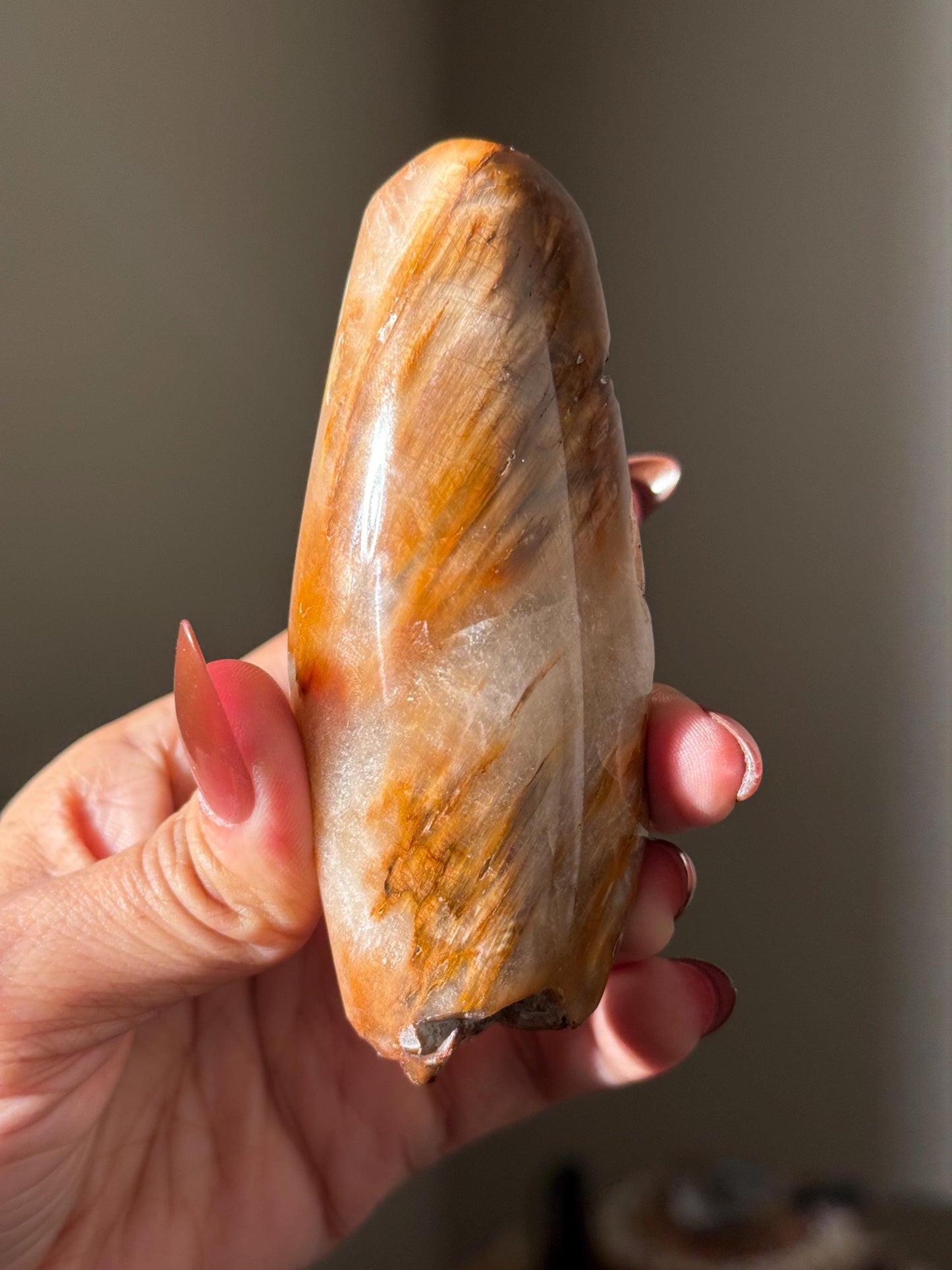 Rabbit Hair Quartz, Orange Rutilated Quartz, Amphibole Quartz, Rutilated Quartz, Amphiboles, Rough Polished Amphibole, Crystal Gifts, SMALL