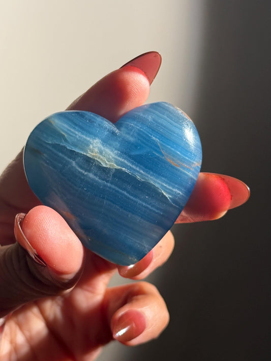 Blue Onyx Heart, BLUE ONYX, Lemurian Aquatine Heart, Crystal Gifts, Metaphysical Gifts, Valentines day Gift, Crystal Hearts, MINI