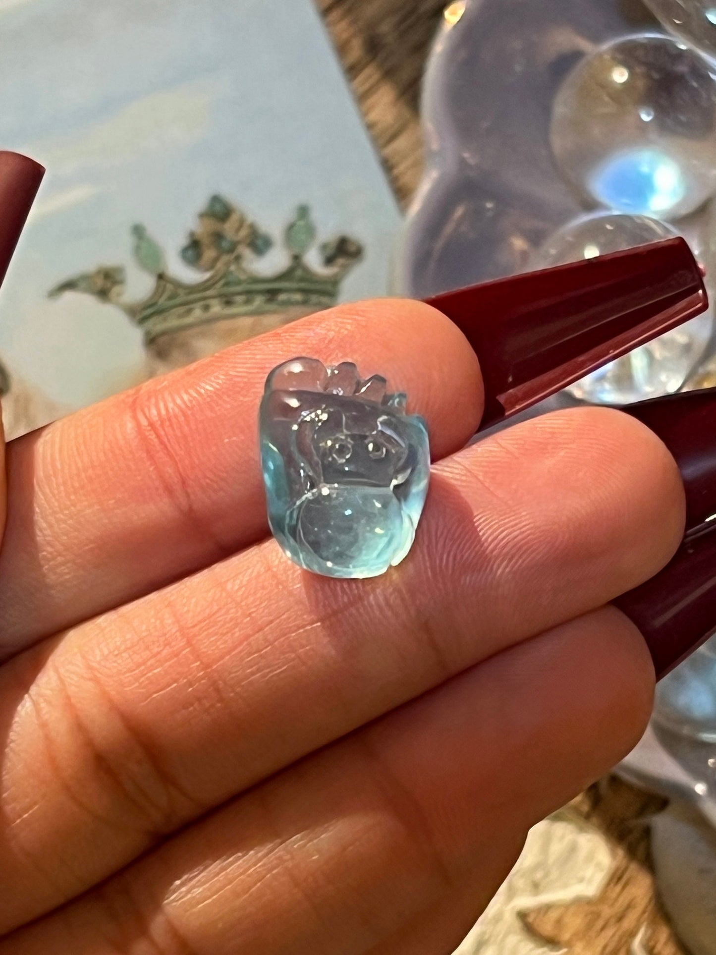 Aquamarine Foot Charm, Blue Aquamarine, Gemstone, Aquamarine Jewelry, Aquamarine Gemstone, Aquamarine Gifts, Crystal Carvings,