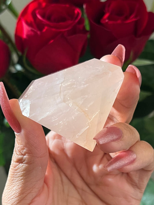 Rose Quartz Diamond Carving, Rose Quartz Diamond, Authentic Natural Rose Quartz, Rose Quartz, Crystals Gift, Metaphysical gits, Gift for Her