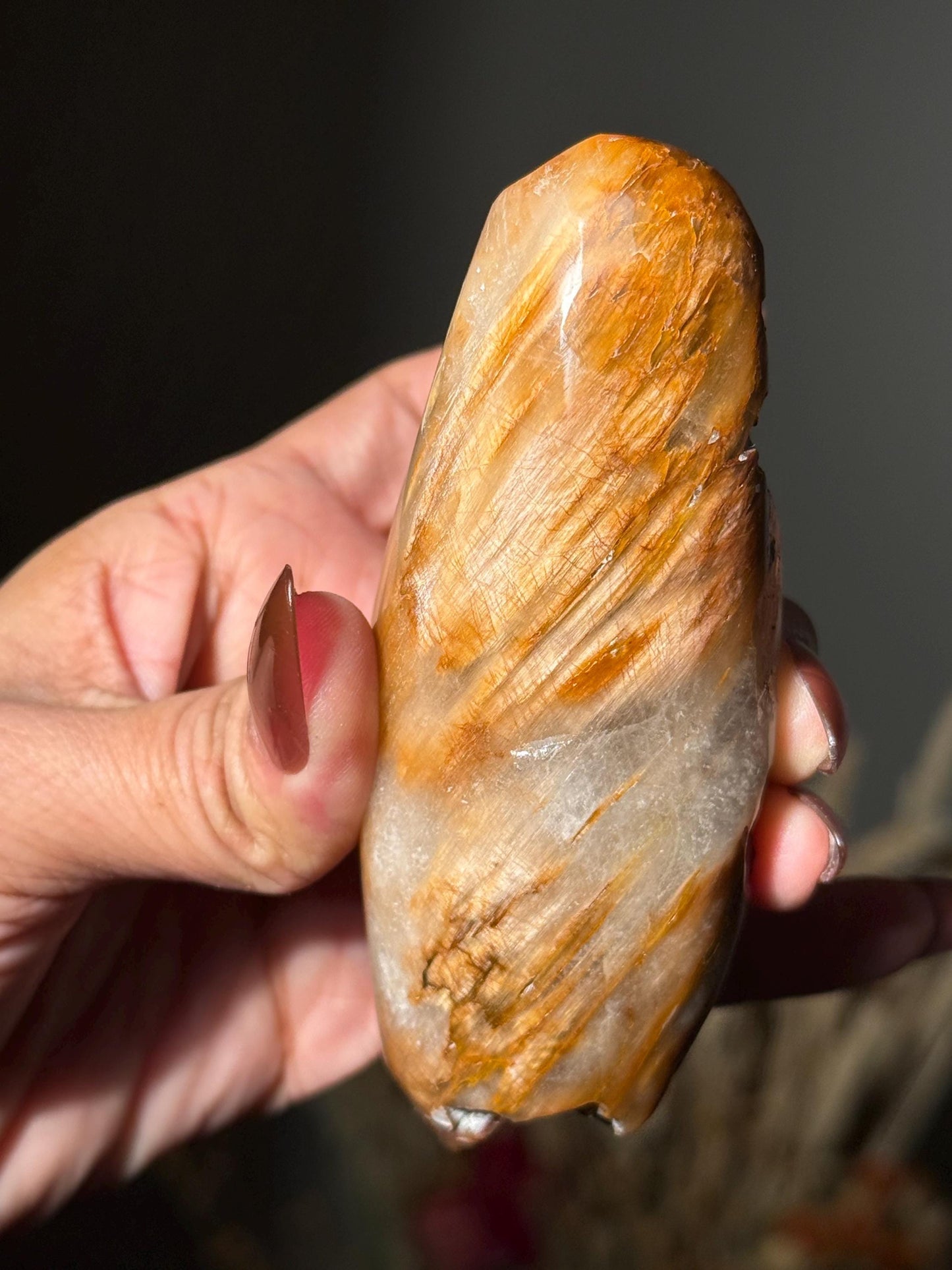 Rabbit Hair Quartz, Orange Rutilated Quartz, Amphibole Quartz, Rutilated Quartz, Amphiboles, Rough Polished Amphibole, Crystal Gifts, SMALL