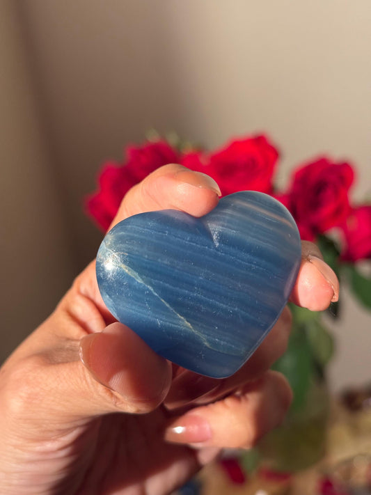 Blue Onyx Heart, BLUE ONYX, Lemurian Aquatine Heart, Crystal Gifts, Metaphysical Gifts, Valentines day Gift, Crystal Hearts, MINI