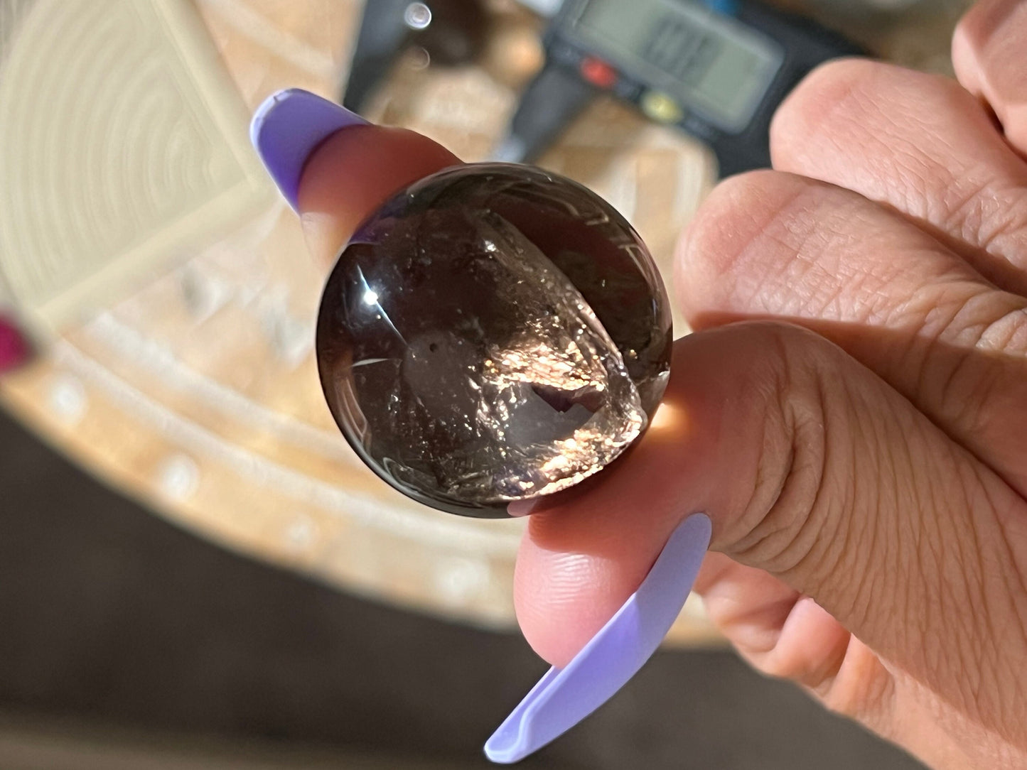Small Smoky Quartz Sphere, Rainbow Smoky Quartz, crystal ball with crown holder,